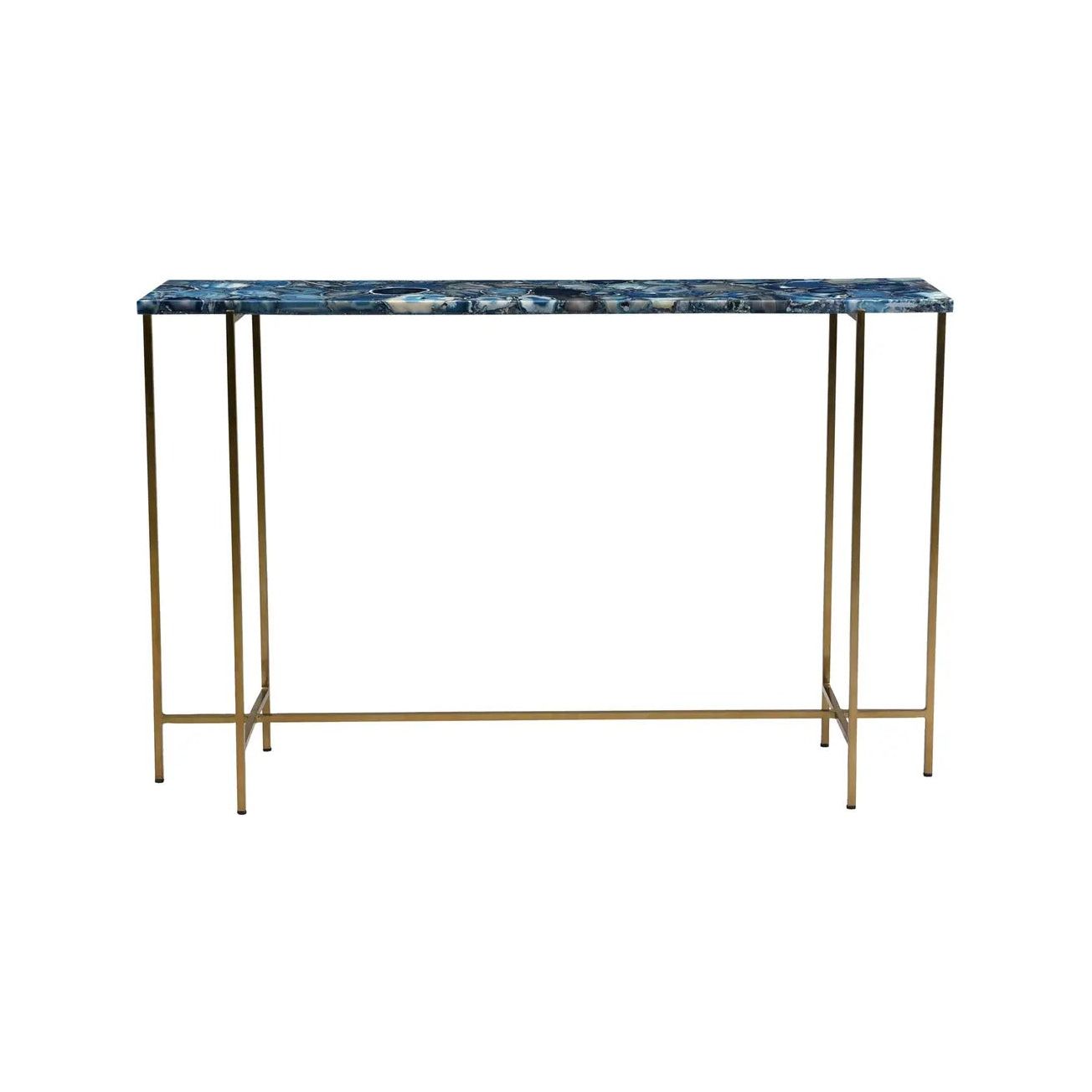 Moe’s Home Collection Blue Agate and Gold Iron Console Table - Image 1