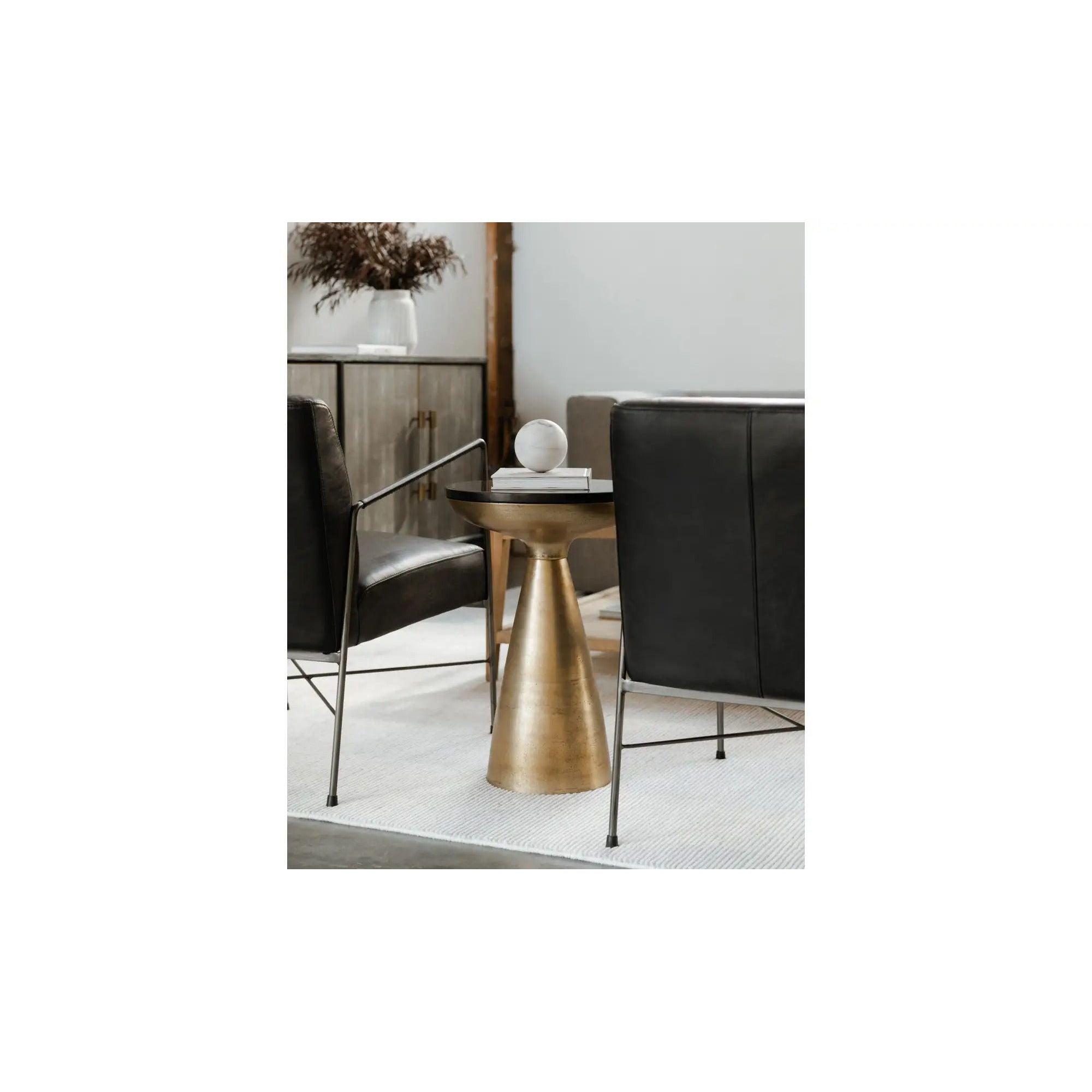 Moe's Home Collection Font Black Granite Top Brass Side Table - Image 2