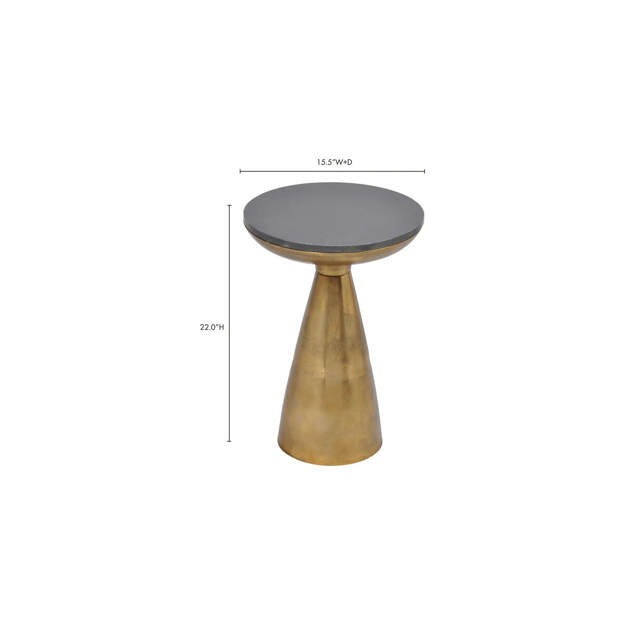 Moe's Home Collection Font Black Granite Top Brass Side Table - Image 3