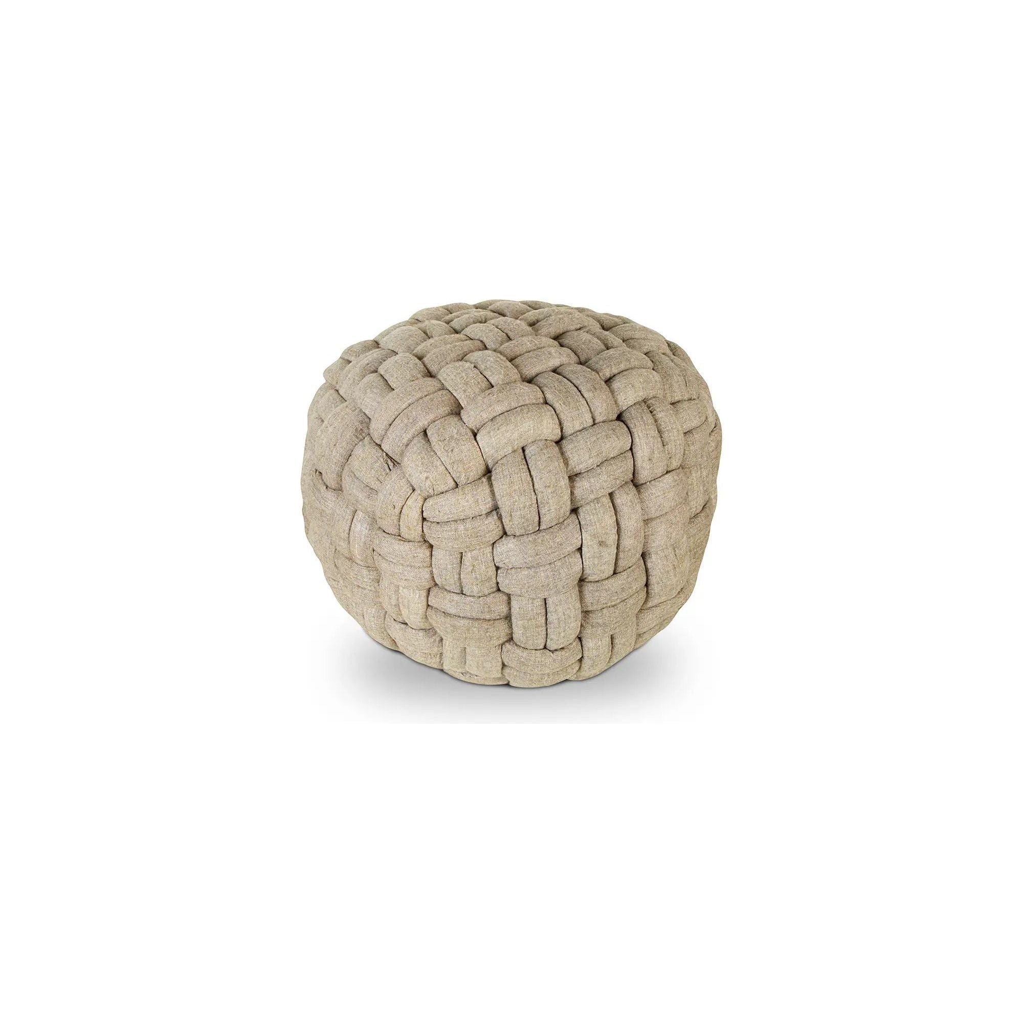 Moe’s Home Collection Bronya Cappuccino Cable Knit Pouf - Image 2