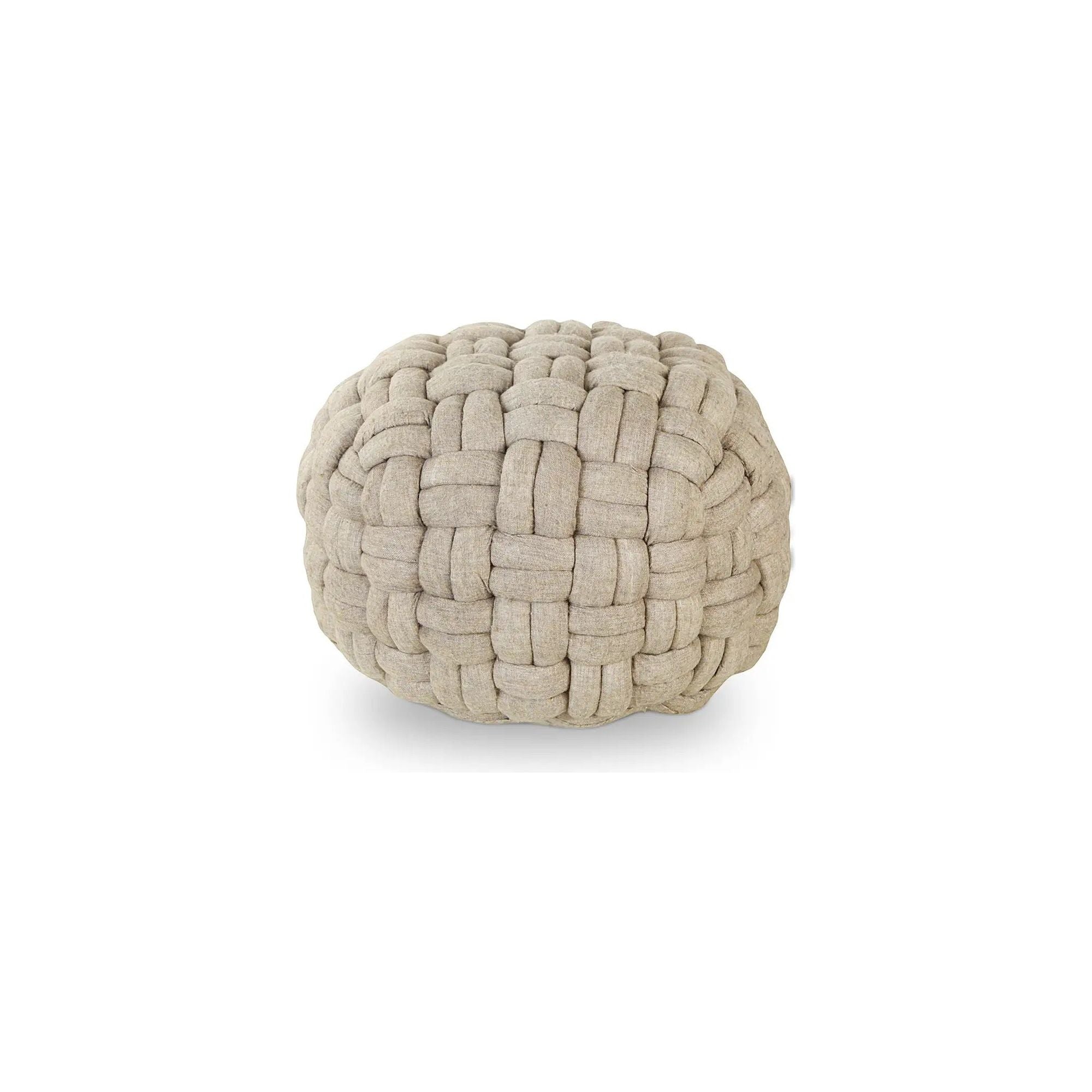 Moe’s Home Collection Bronya Cappuccino Cable Knit Pouf - Image 3