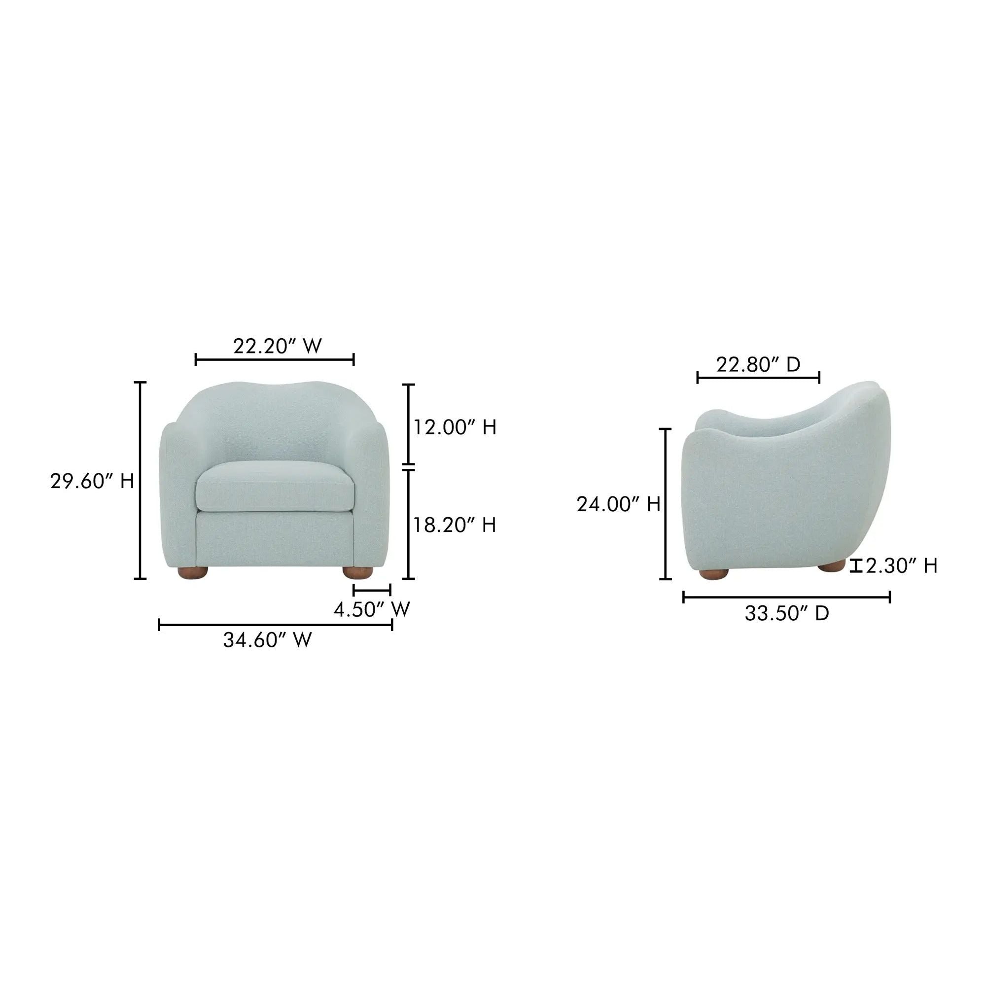 Moe's Home Collection Bria Light Blue Accent Chair - Image 3