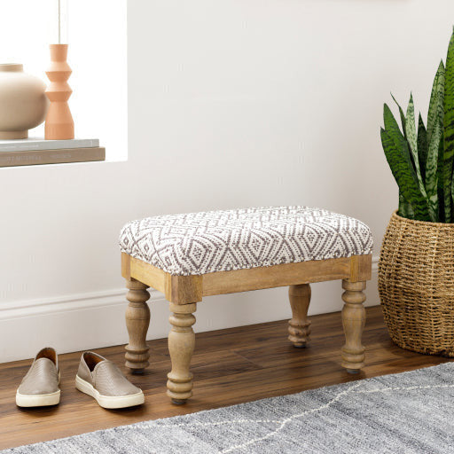 Surya Innisswell Modern Rustic Ivory & Charcoal Footstool Ottoman INI-001 - Image 1