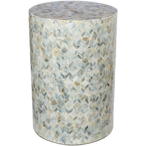 Surya Iridescent Modern Shell and Wood Round Accent Side Table  ISC-002 - Image 2