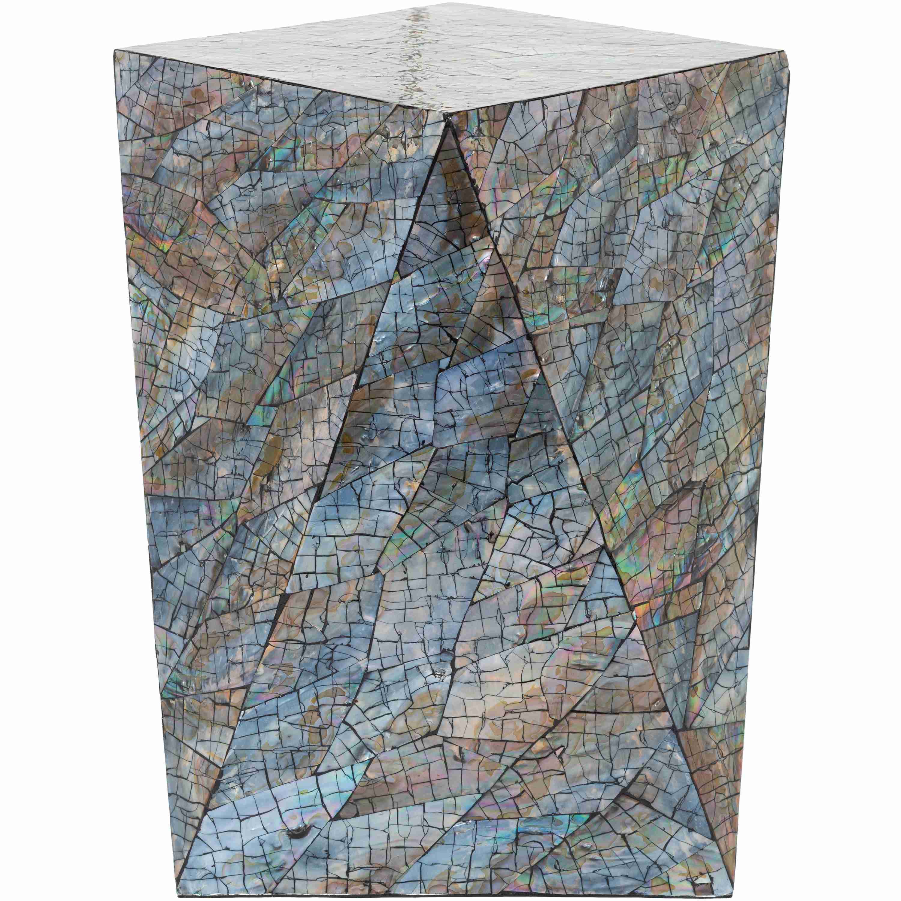 Surya Iridescent Modern Shell and Wood Accent Side Table ISC-006 - Image 3