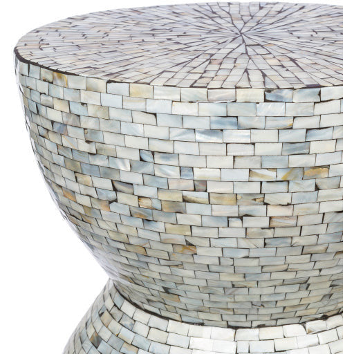 Surya Iridescent Modern Shell and Wood Round Accent Side Table ISC-004 - Image 3