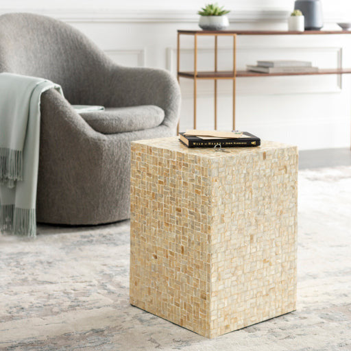 Surya Iridescent Modern Shell and Wood Accent Side Table ISC-008 - Image 1