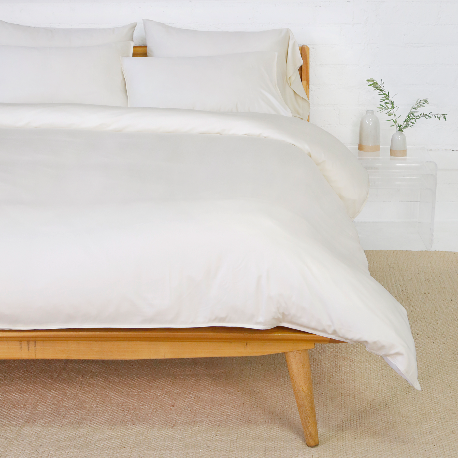 Pom Pom at Home Parker Ivory Bamboo Sateen Duvet Cover Set ~ Available in Twin, Queen and King Sizes