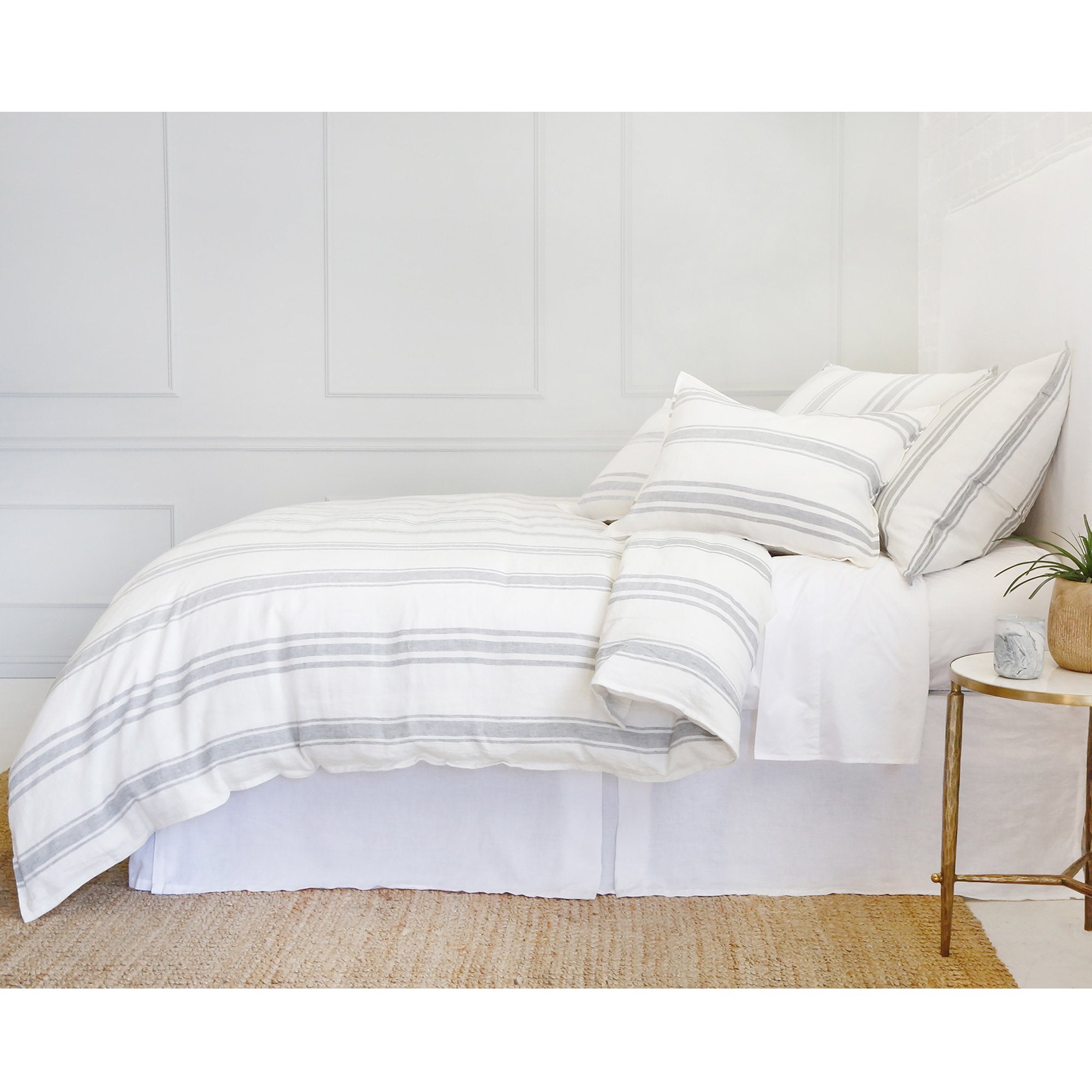 Pom Pom at Home Jackson Cream & Grey Striped Linen Duvet Cover and Pillow Shams ~ Available in Queen and King Sizes - Image 3