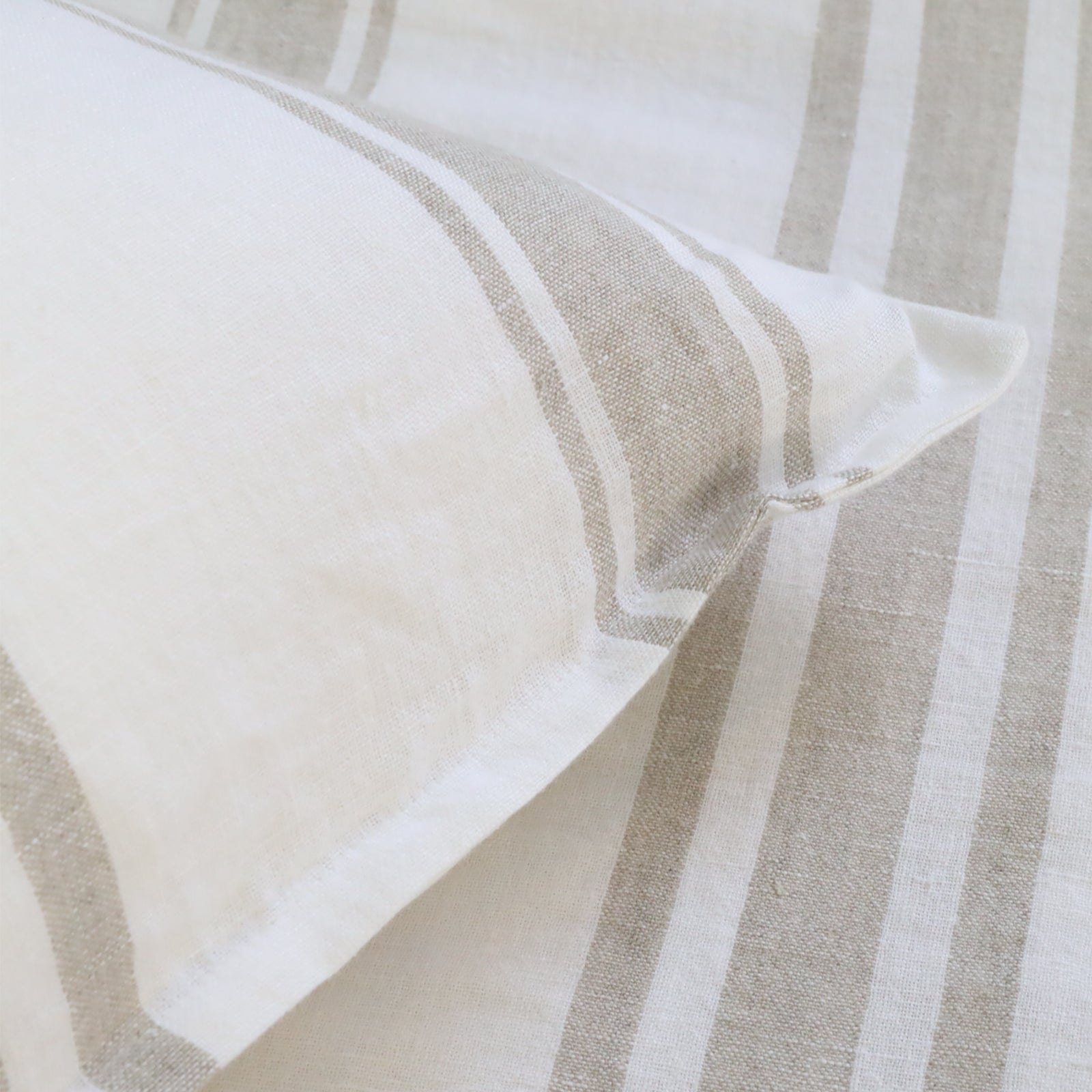 Pom Pom at Home Jackson White & Natural Striped Linen Duvet Cover & Pillow Shams ~ Available in Queen and King Sizes - Image 2