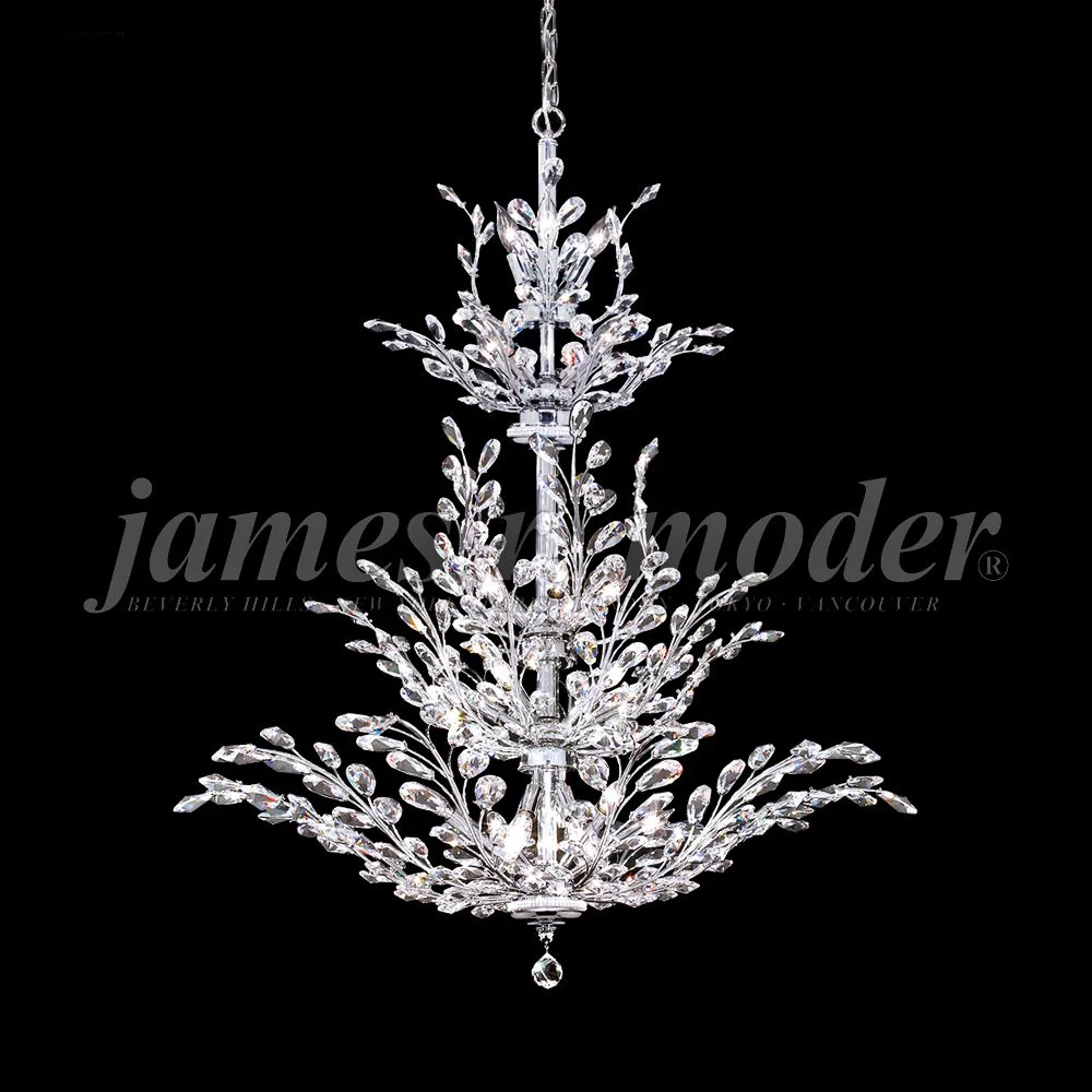 James Moder Florale 38" Wide Silver Entry Crystal Chandelier - Image 1