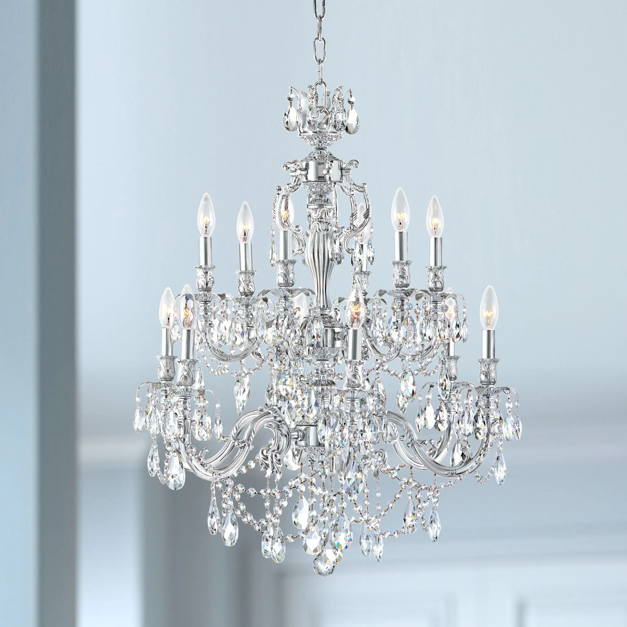 James R. Moder Brindisi 28" Wide Silver 12-Light Chandelier - Image 1