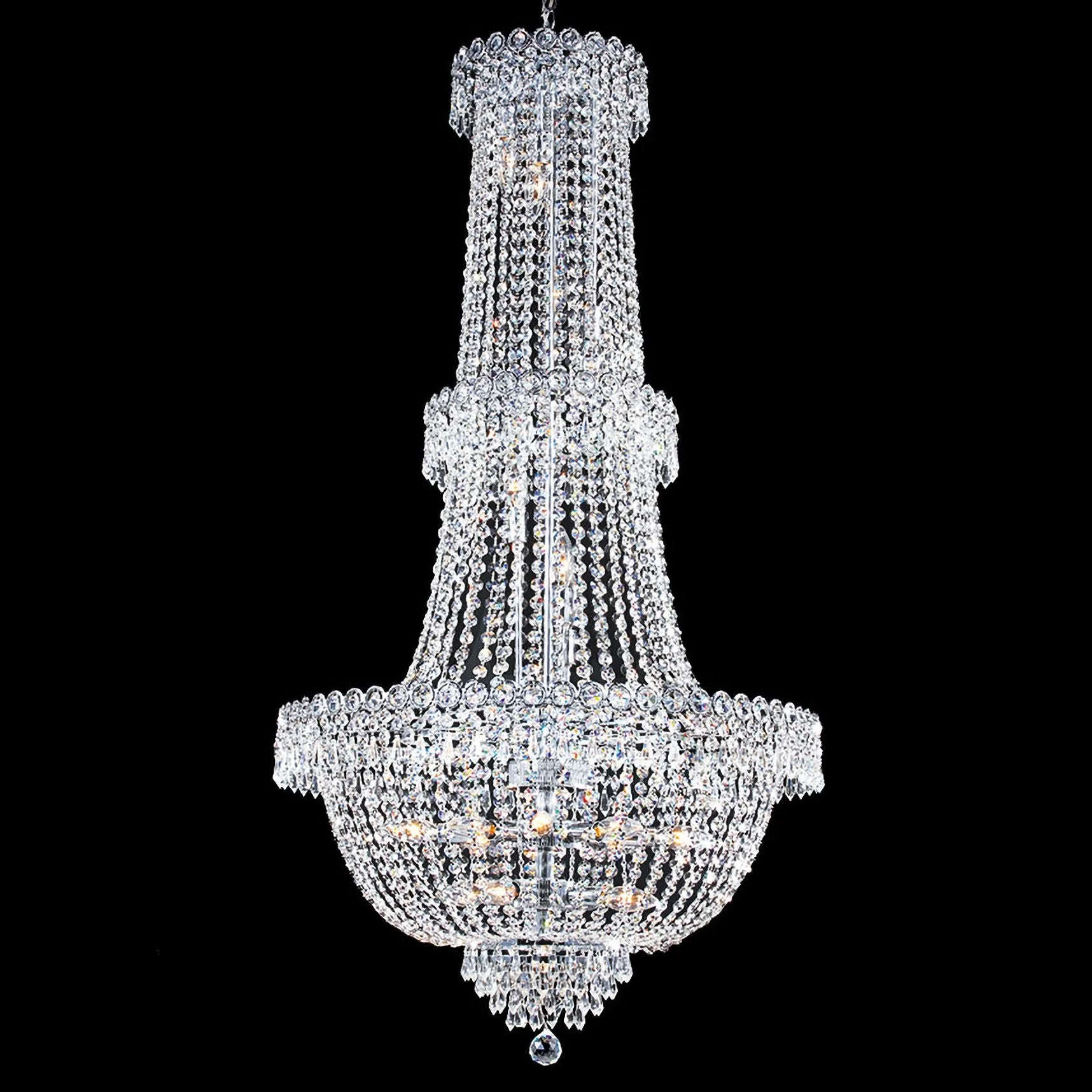 James R. Moder Empire 28" Wide Silver Crystal Entry Chandelier - Image 1