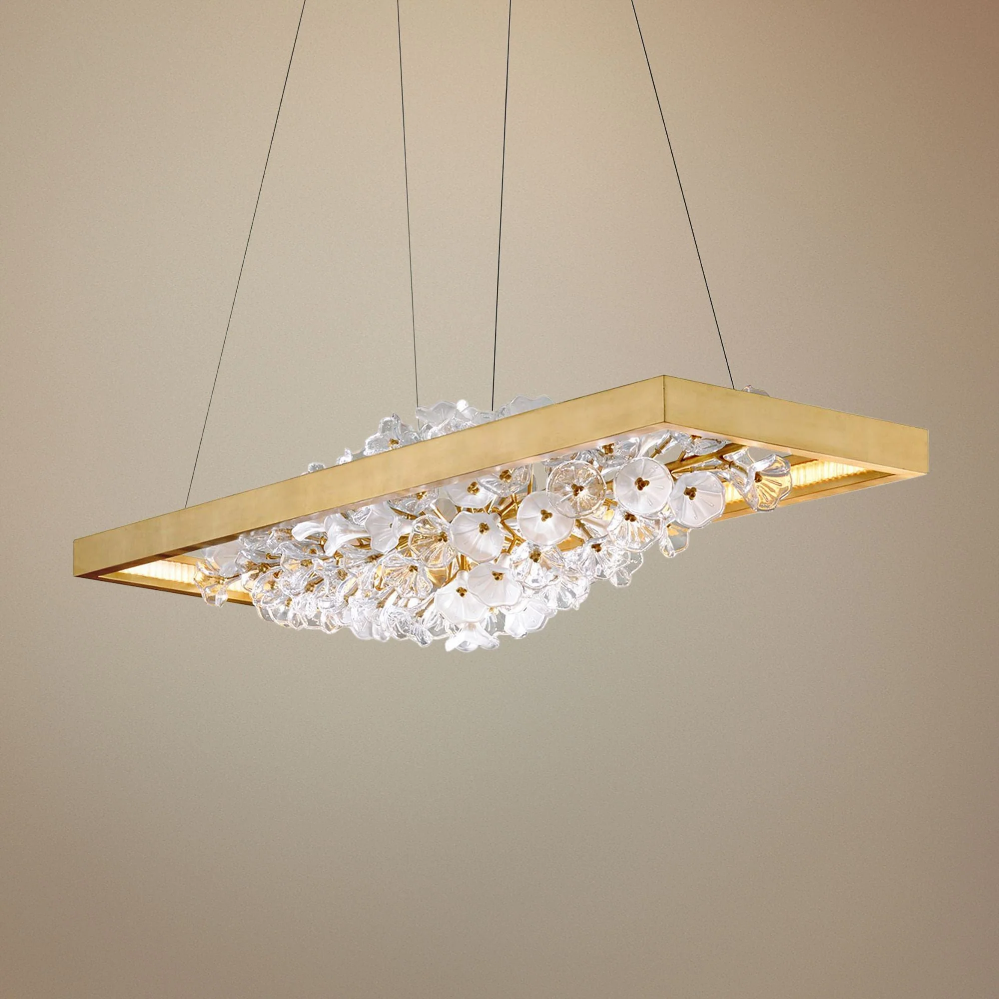 Jasmine 60"W Gold LED Floral Kitchen Island Light Pendant - Image 1