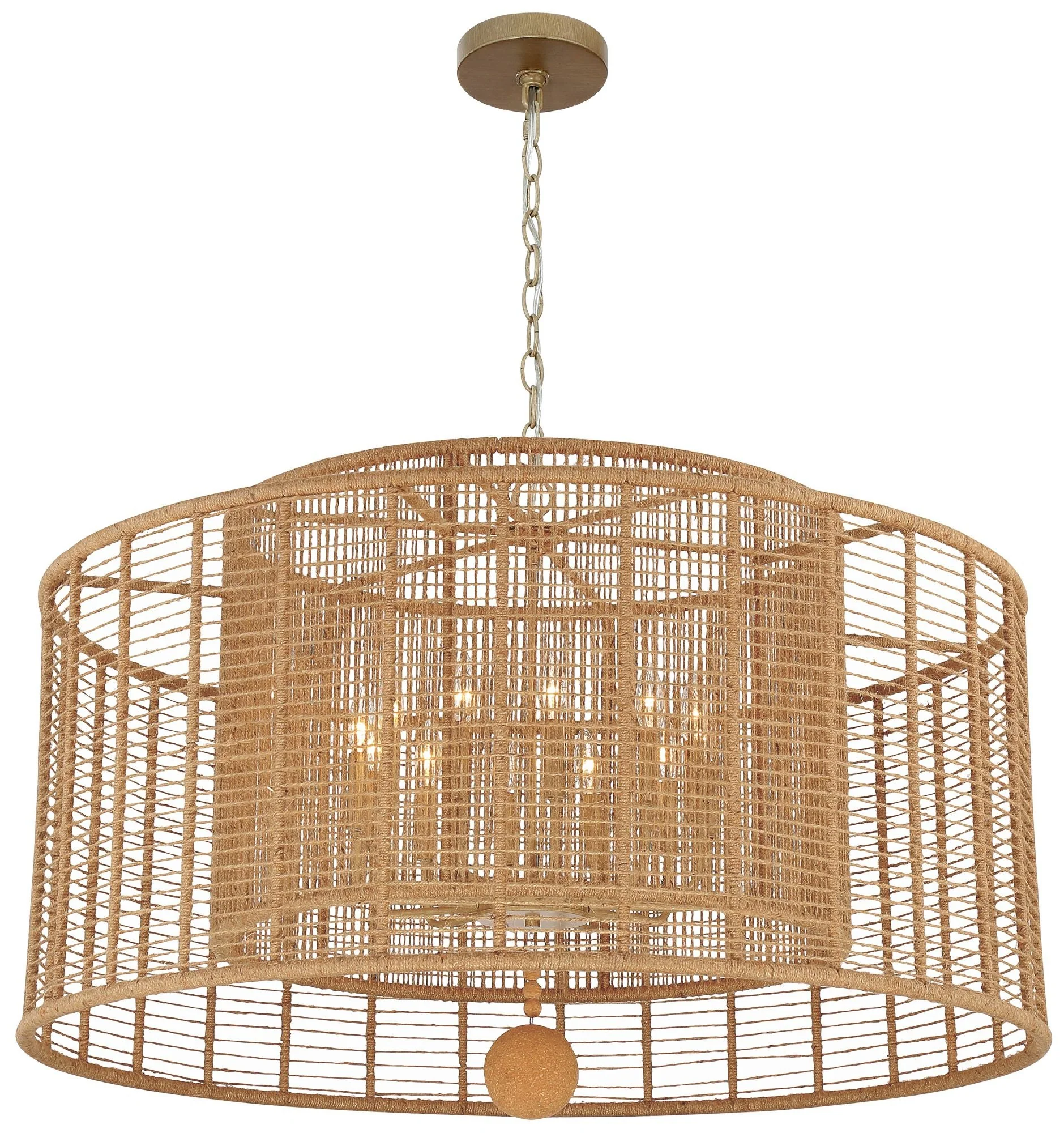 Jayna 42 3/4" Wide Silver Natural Jute 12-Light Modern Drum Chandelier - Image 2