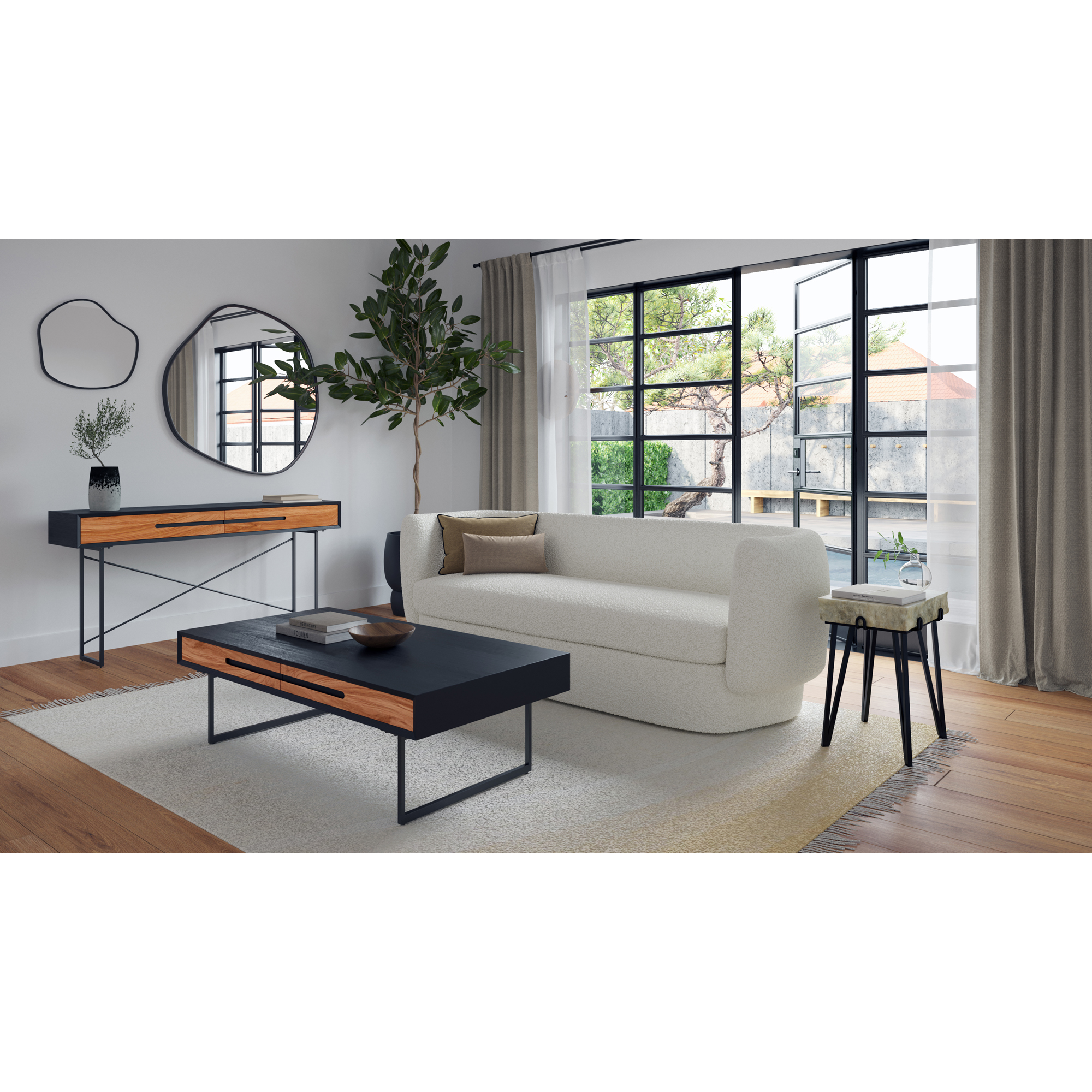Moe’s Home Collection Vienna Light Brown Mango Wood Console Table - Image 1
