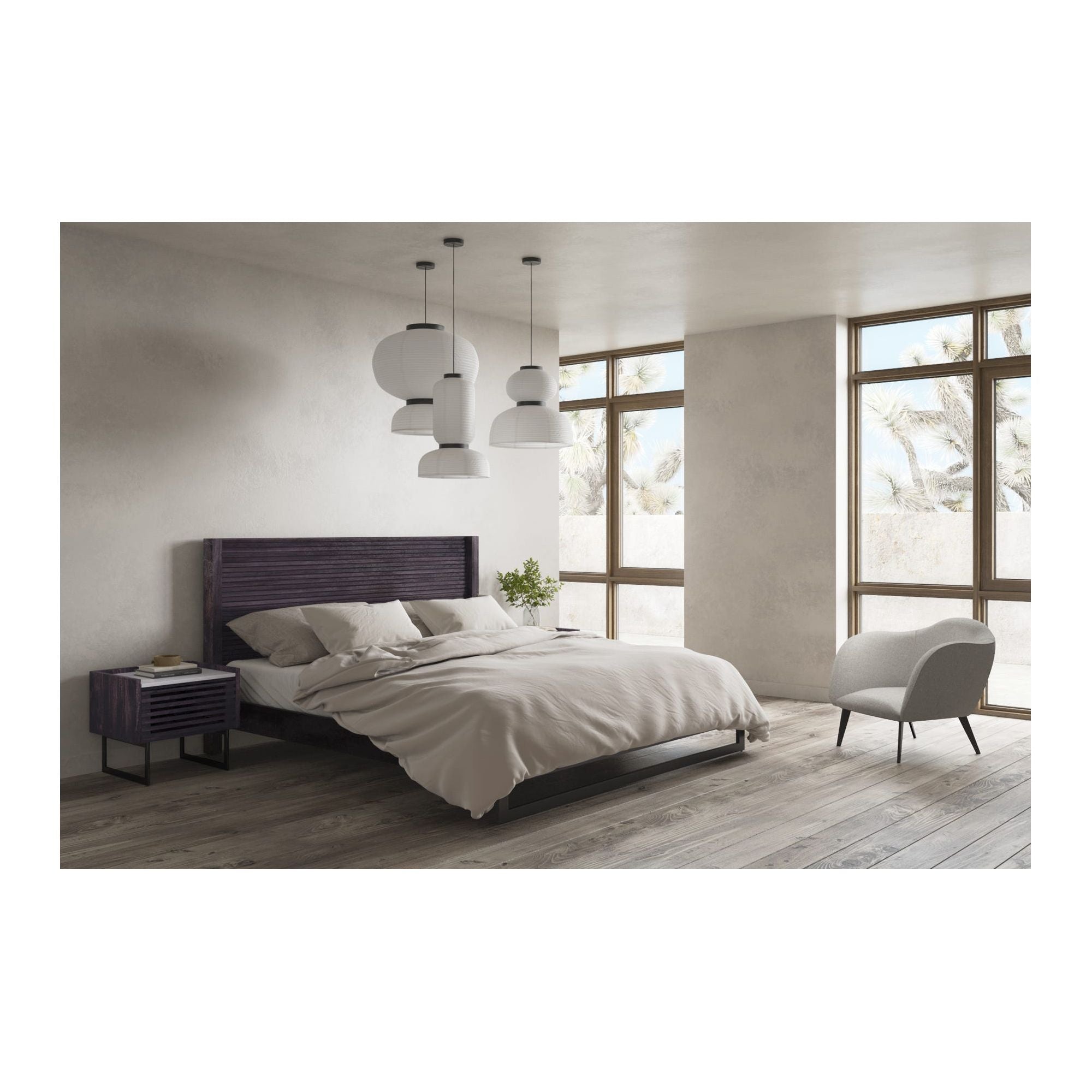 Moe's Home Collection Paloma Charcoal Grey King Bed - Image 2