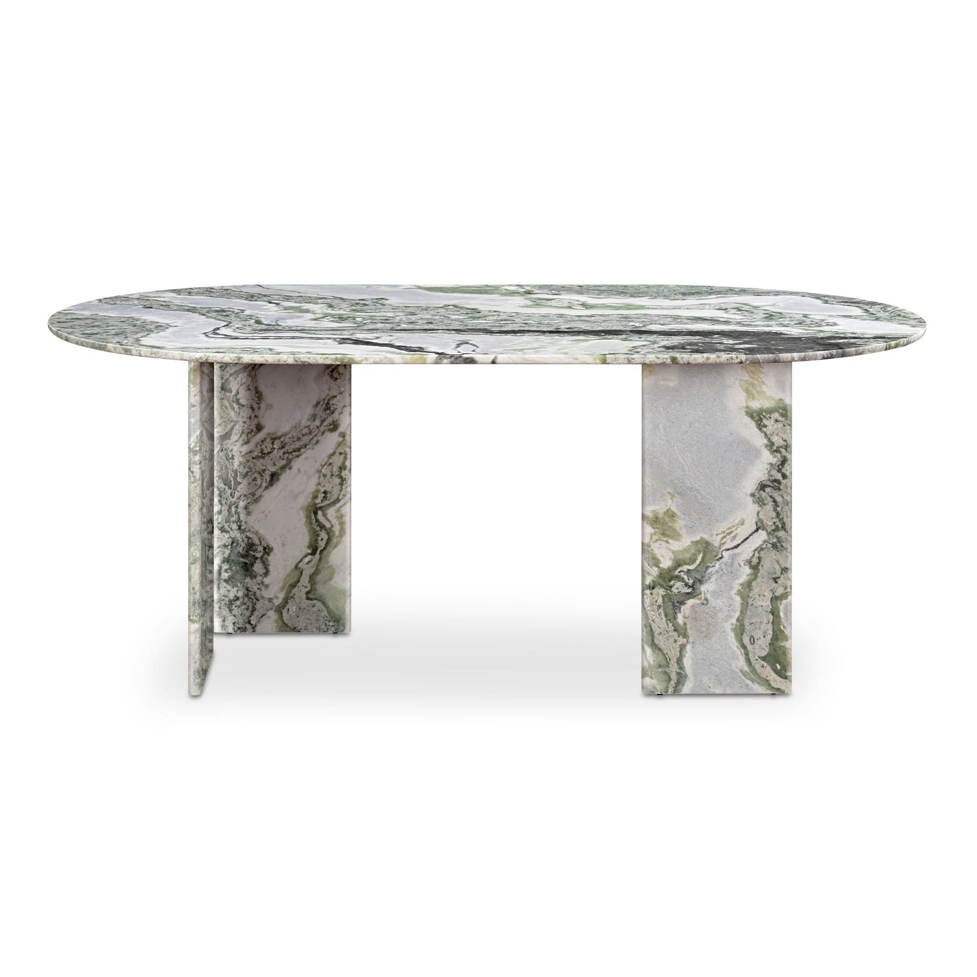 Moe's Home Celia Oval Dining Table Green Onyx Marble - Image 1
