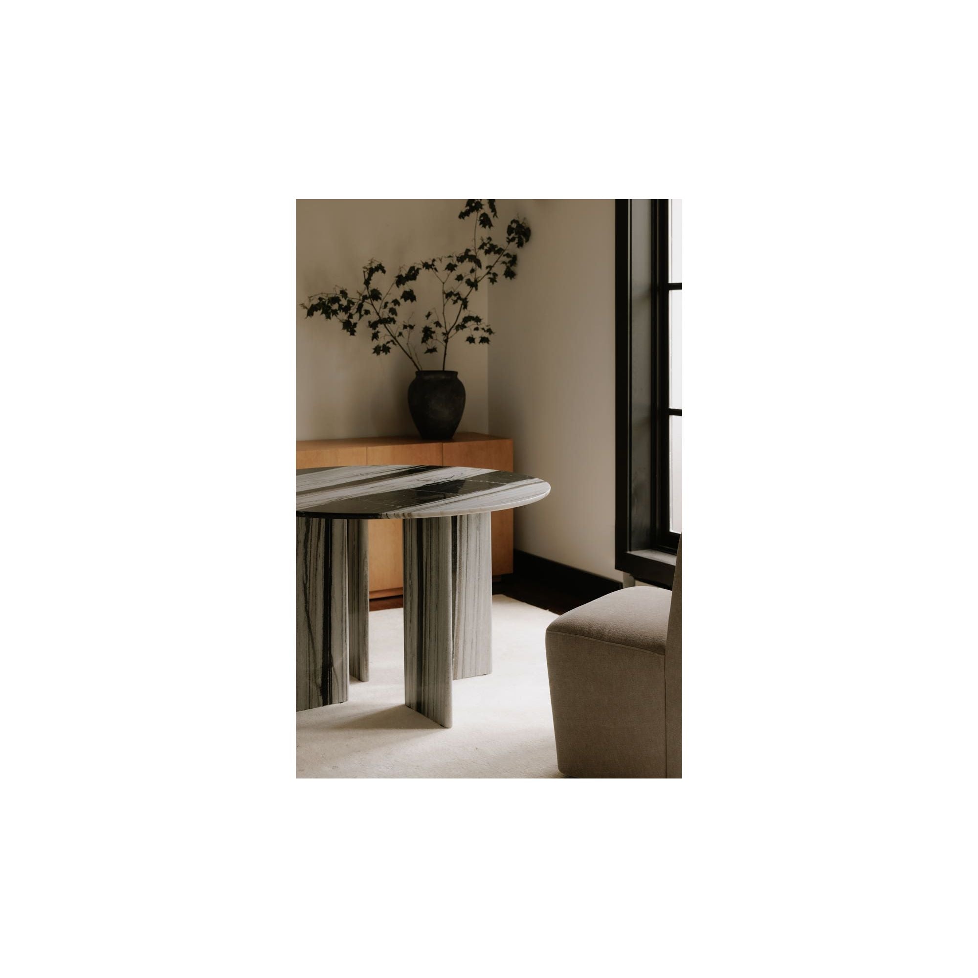 Moe's Home Celia Round Dining Table Panda Marble - Image 3