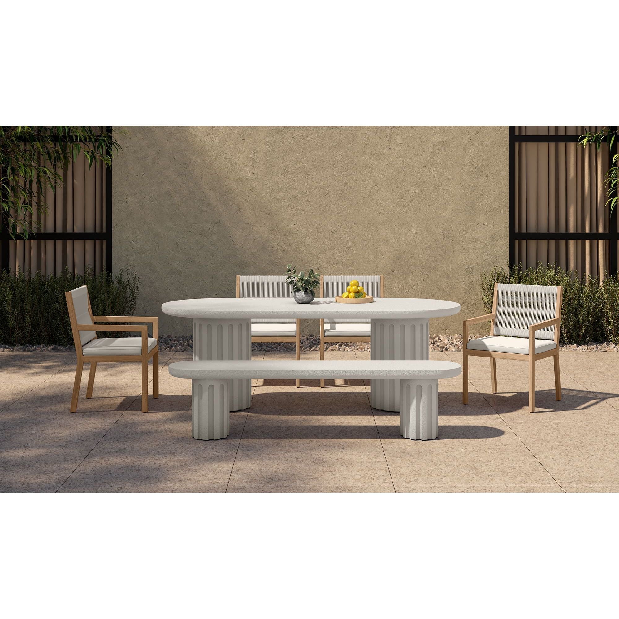 Moe's Home Eris Outdoor Dining Bench White - Image 2