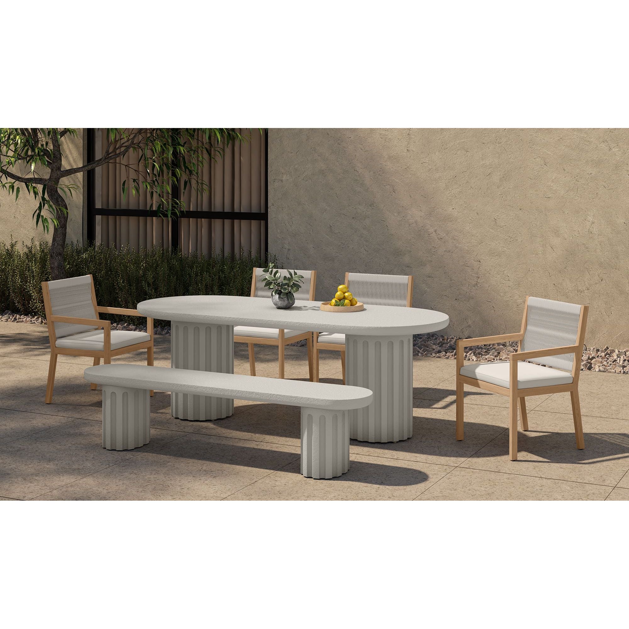 Moe's Home Eris Outdoor Dining Bench White - Image 3