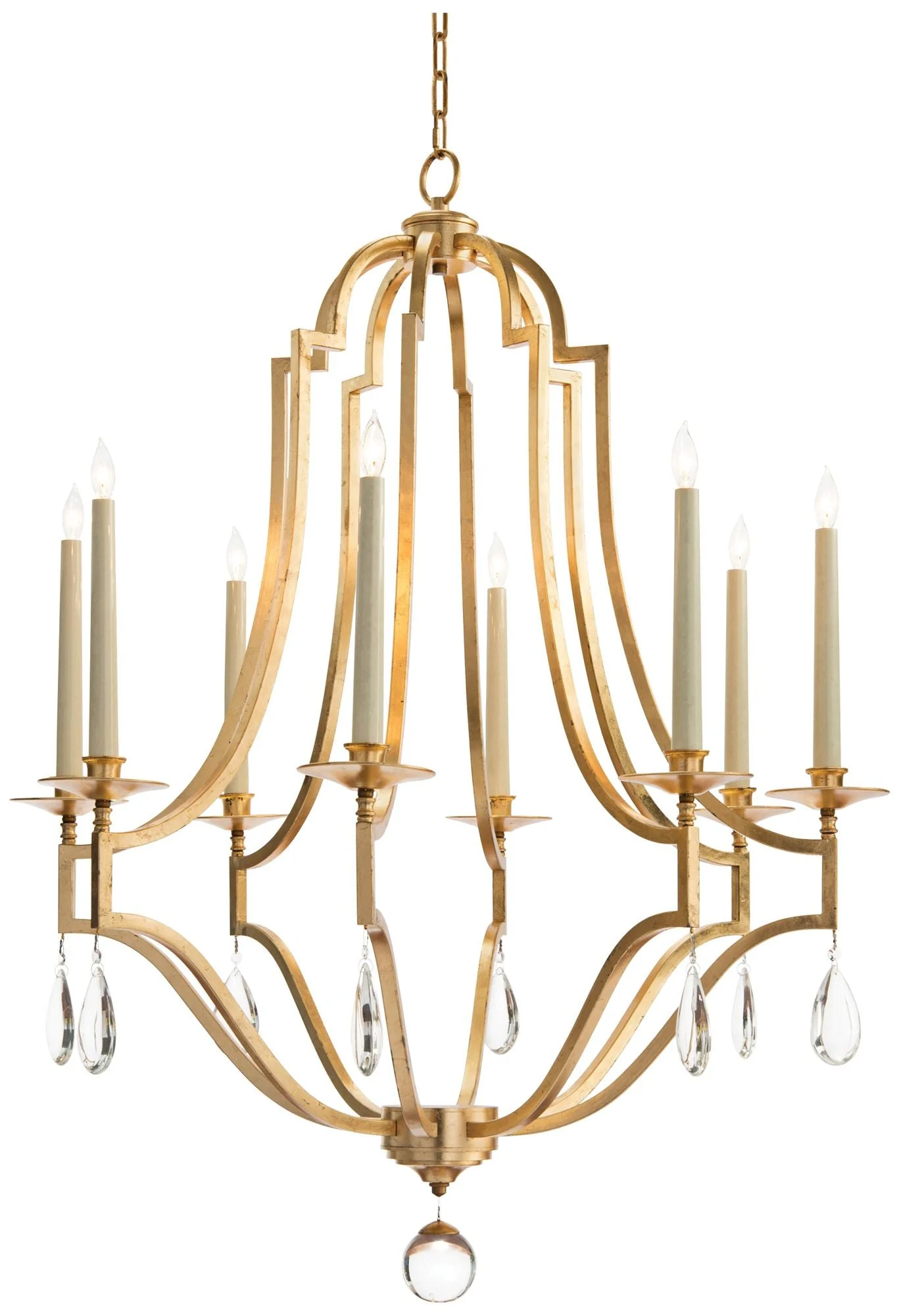 John Richard 37 1/2"W Light Gold Crystal 8-Light Chandelier - Image 1