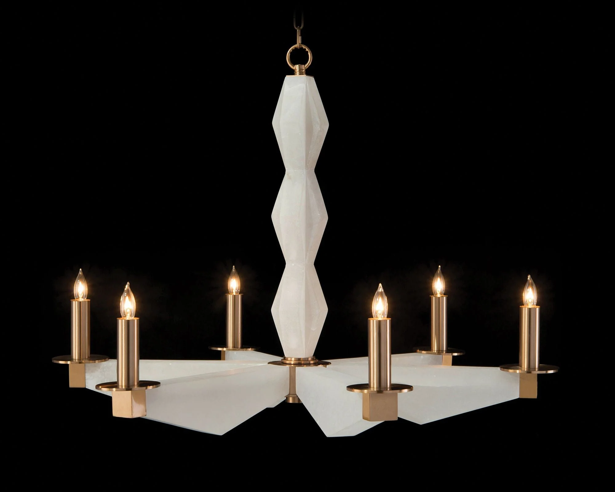 John Richard 38" Wide Bronze and White 6-Light Chandelier - Image 1