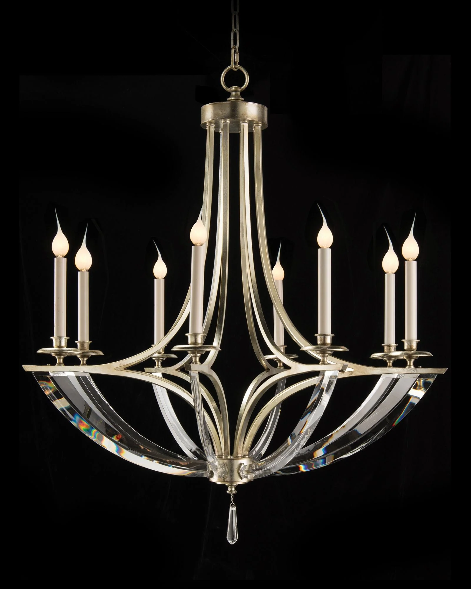 John Richard 39" Wide Silver Leaf Crystal 8-Light Chandelier - Image 1