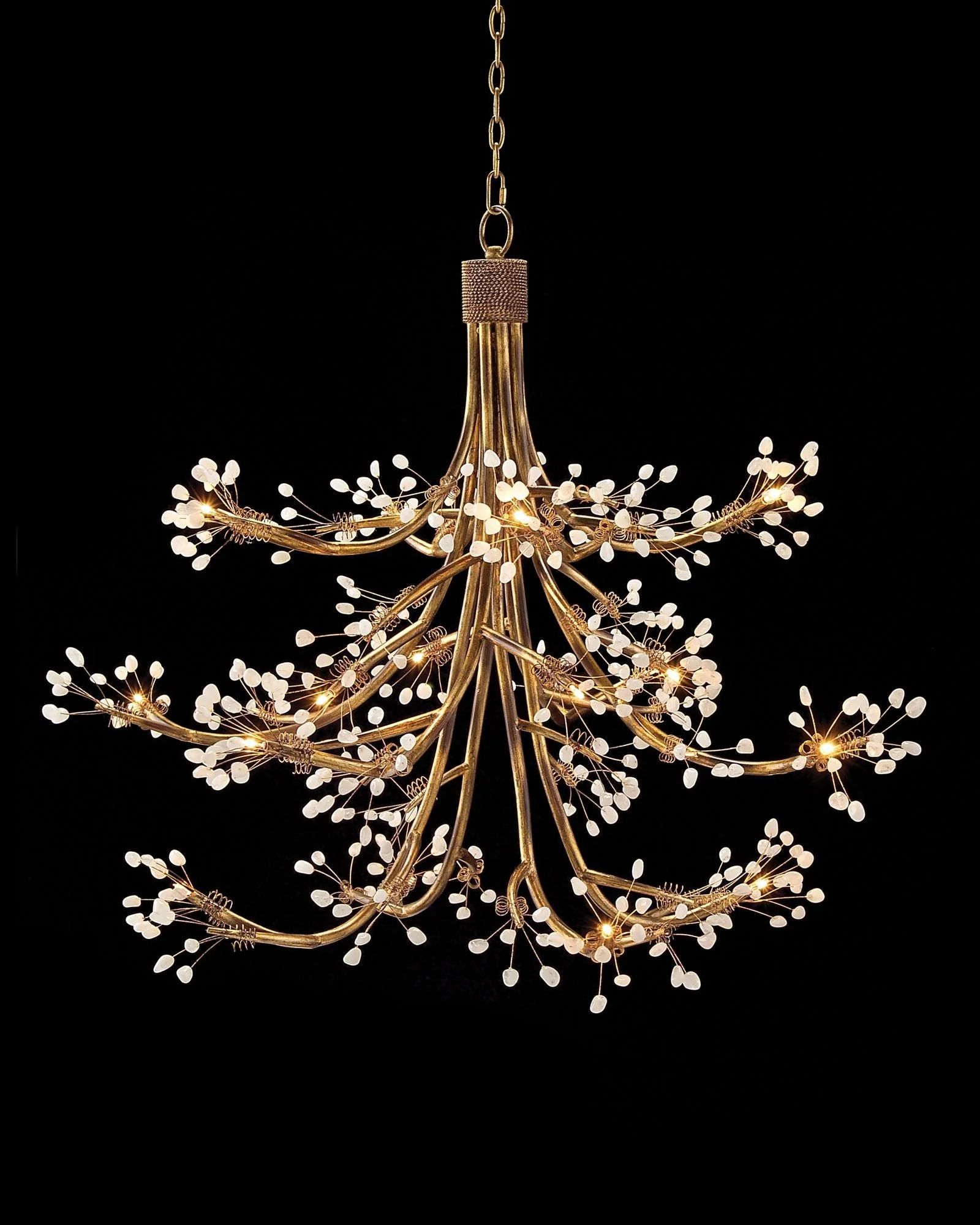 John Richard 50" Wide Antique Gold Buds 16-Light Chandelier - Image 1