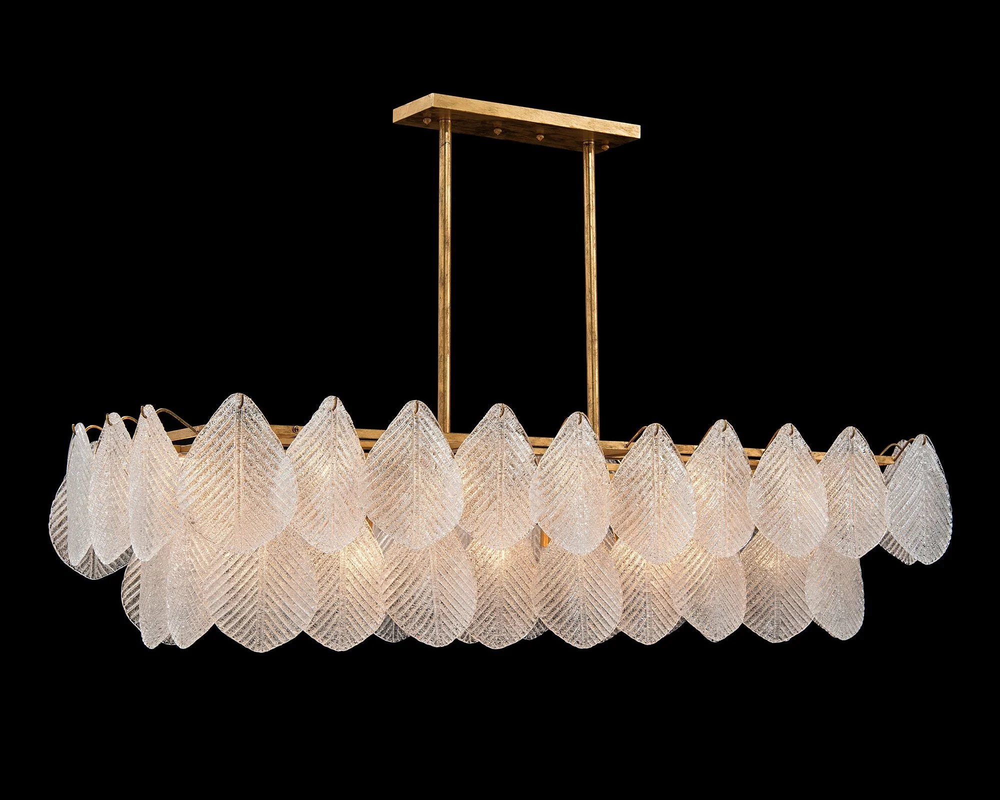 John Richard 60" Wide Antique Gold Leaf Island Chandelier - Image 1