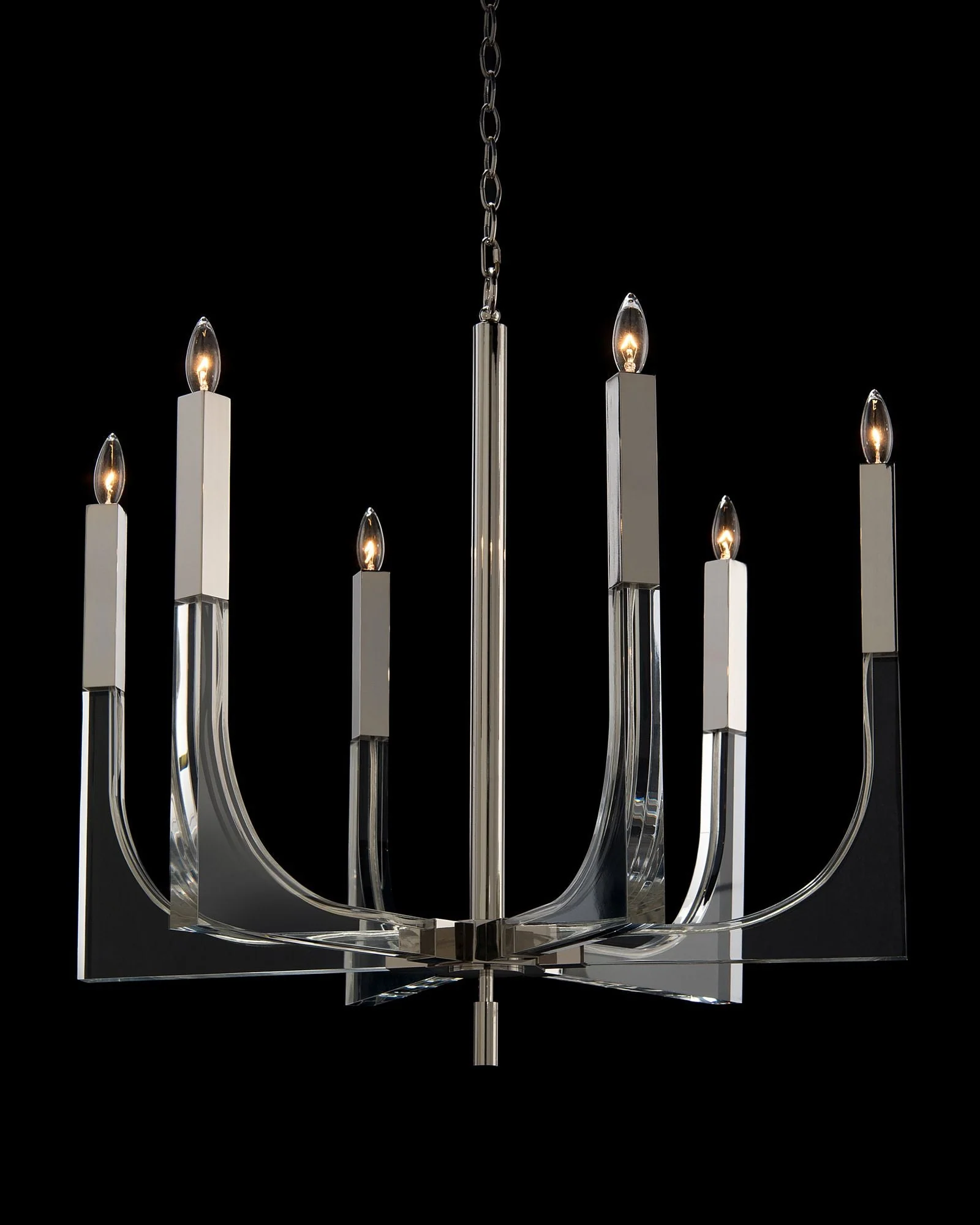 John Richard Acrylic and Nickel 30" Wide 6-Light Chandelier - Image 1
