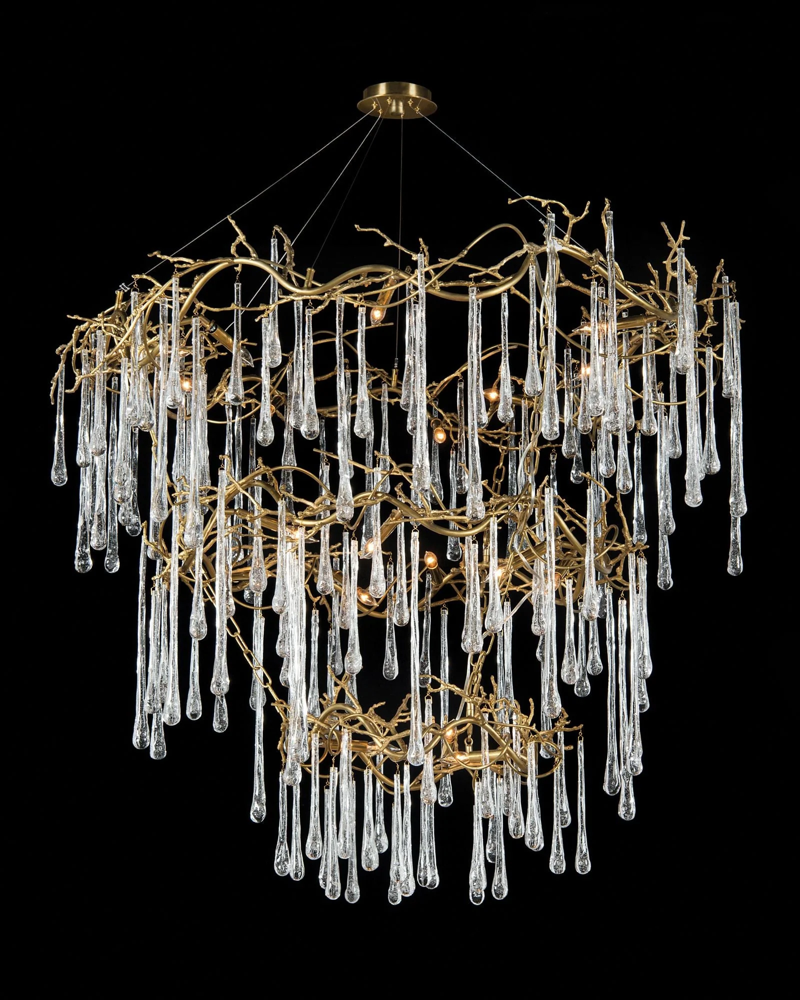 John Richard Branched Crystal 56" Wide Brass 20-Light Chandelier - Image 1