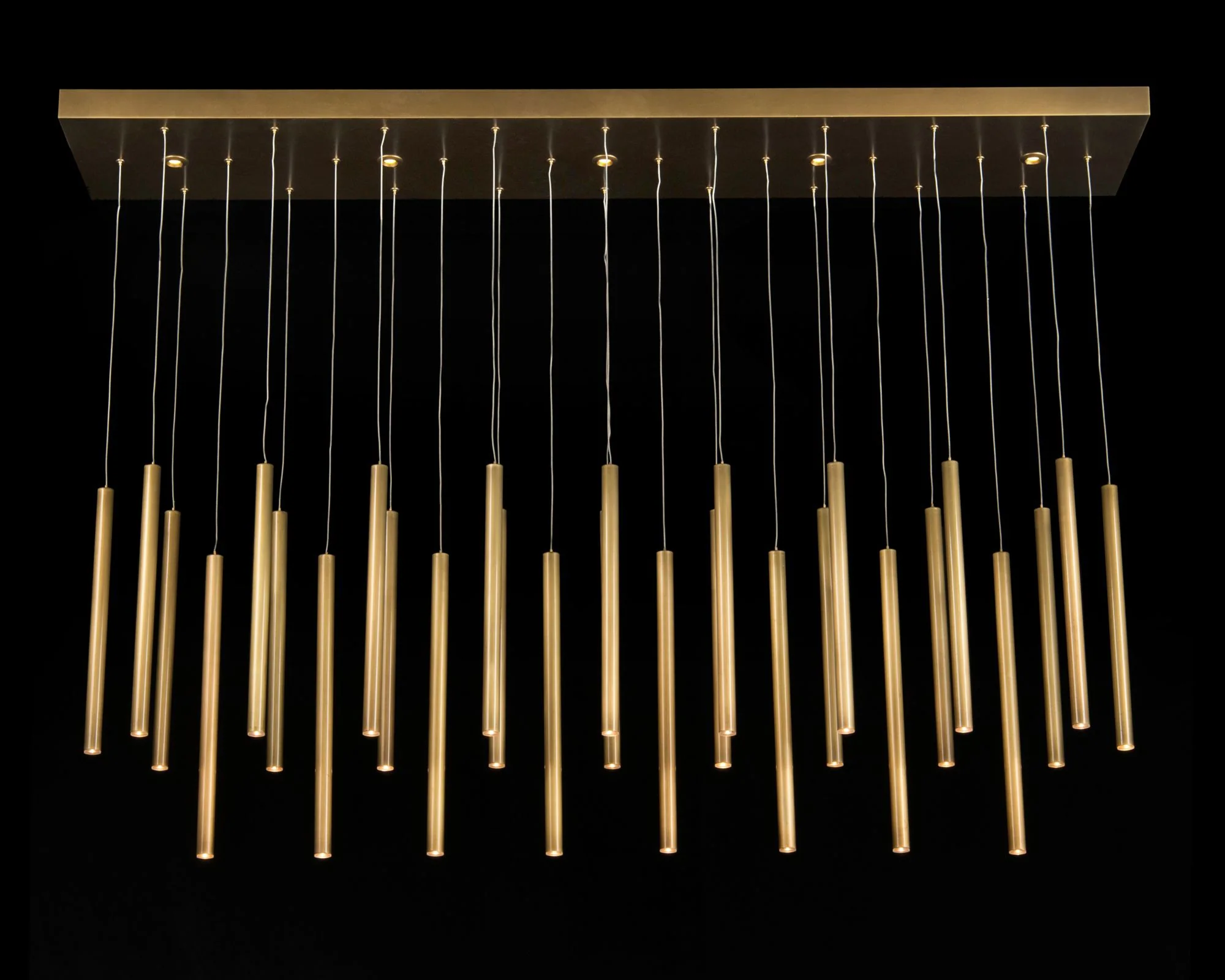 John Richard Hans 66"W Brass 33-Light LED Island Chandelier - Image 1