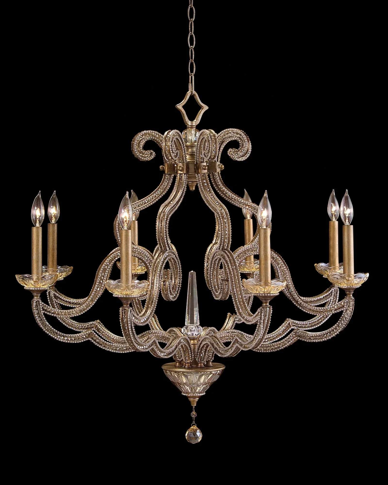 John Richard Paris 34" Wide Gold Leaf 8-Light Chandelier - Image 1