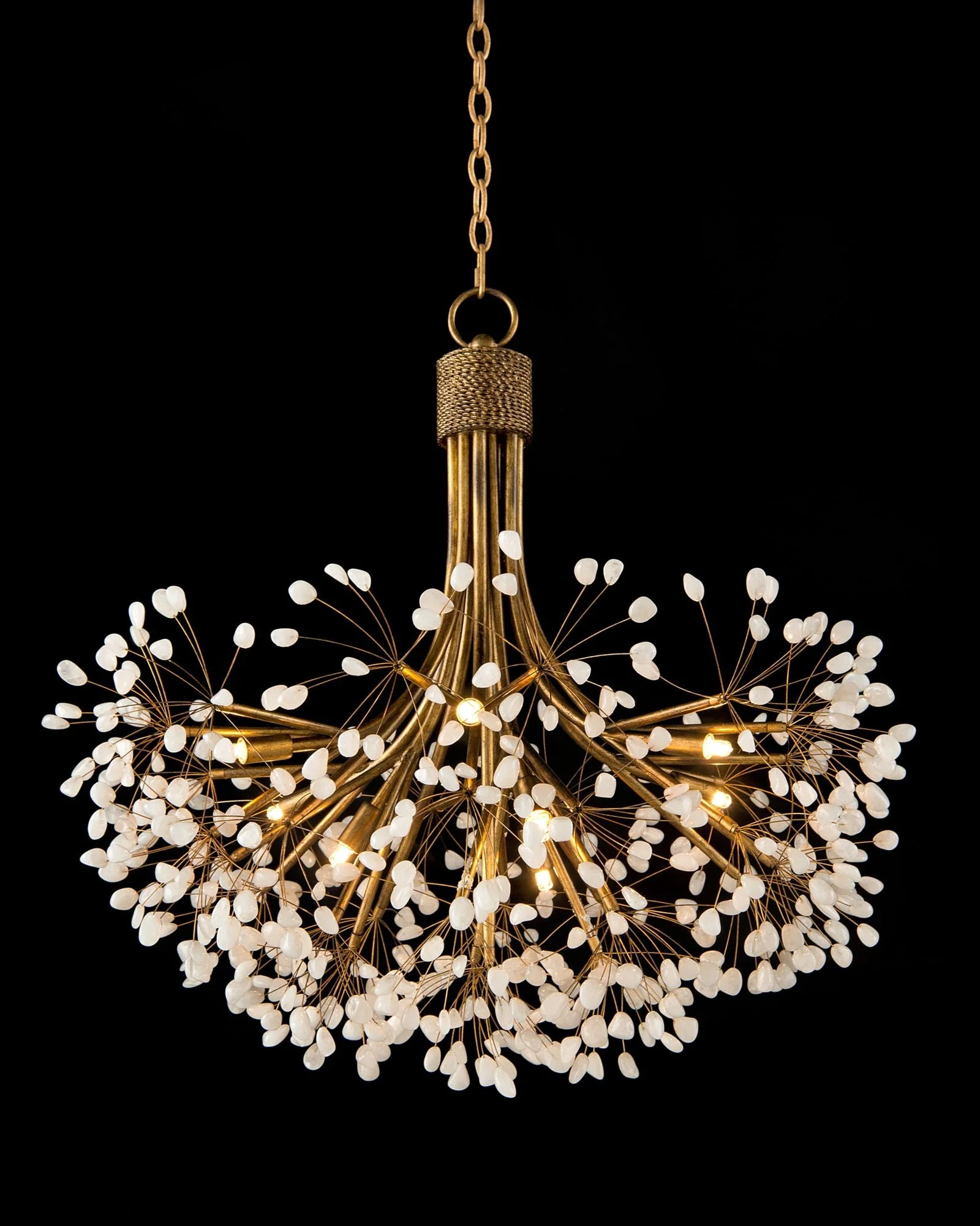 John Richard Quartz 29 1/2"W Gold Leaf 9-Light Chandelier - Image 1