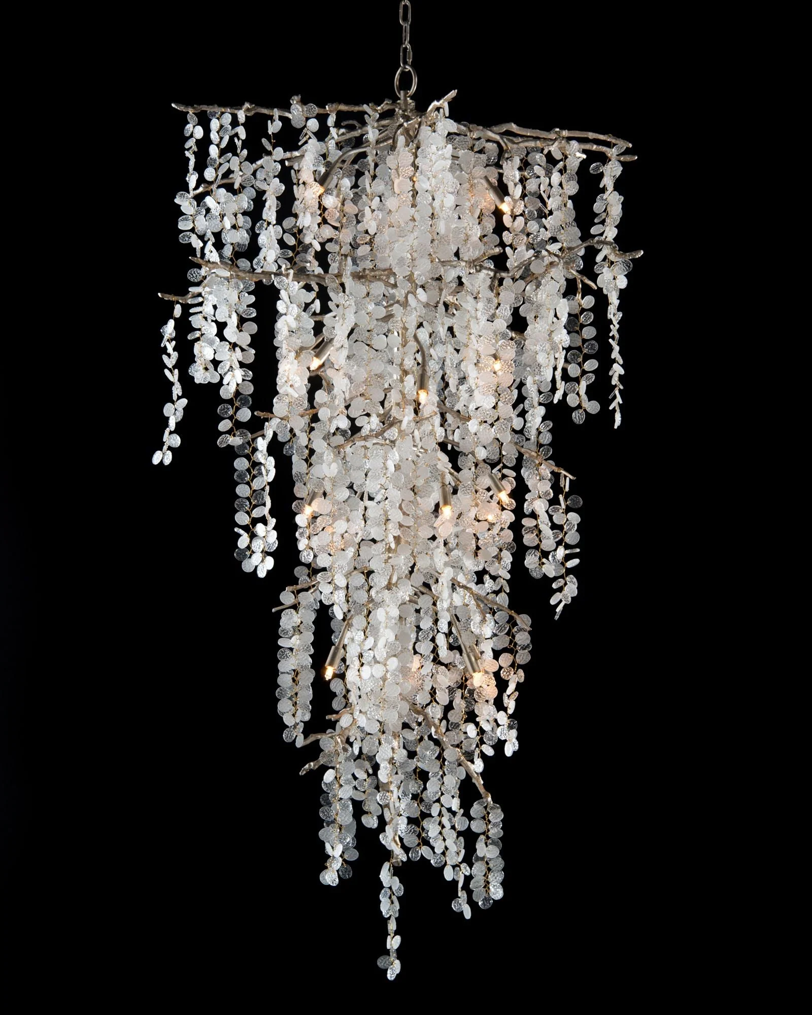 John Richard Shiro Noda 38"W Brass Glass Cluster Chandelier - Image 1