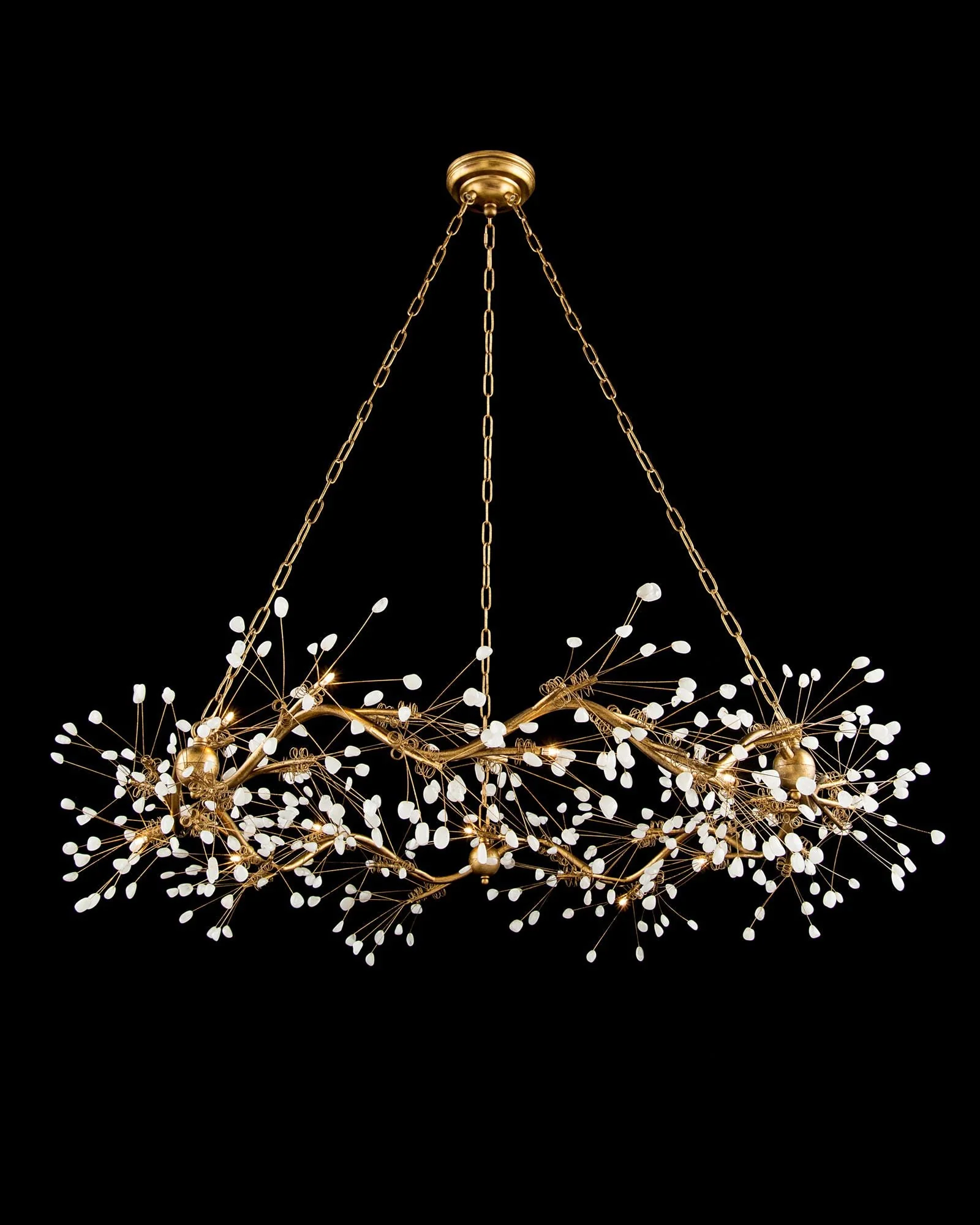 John Richard Waving 53 1/2"W Gold Leaf 12-Light Chandelier - Image 1