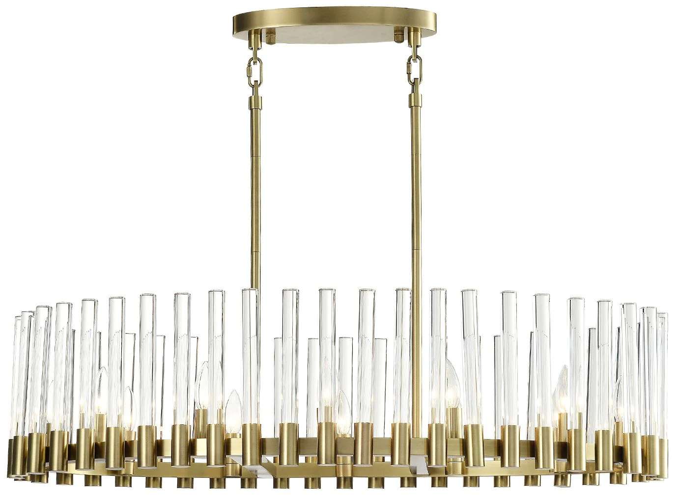 Julian 12-Light 40 Inch Oval Aged Brass Linear Glass Chandelier - Image 1