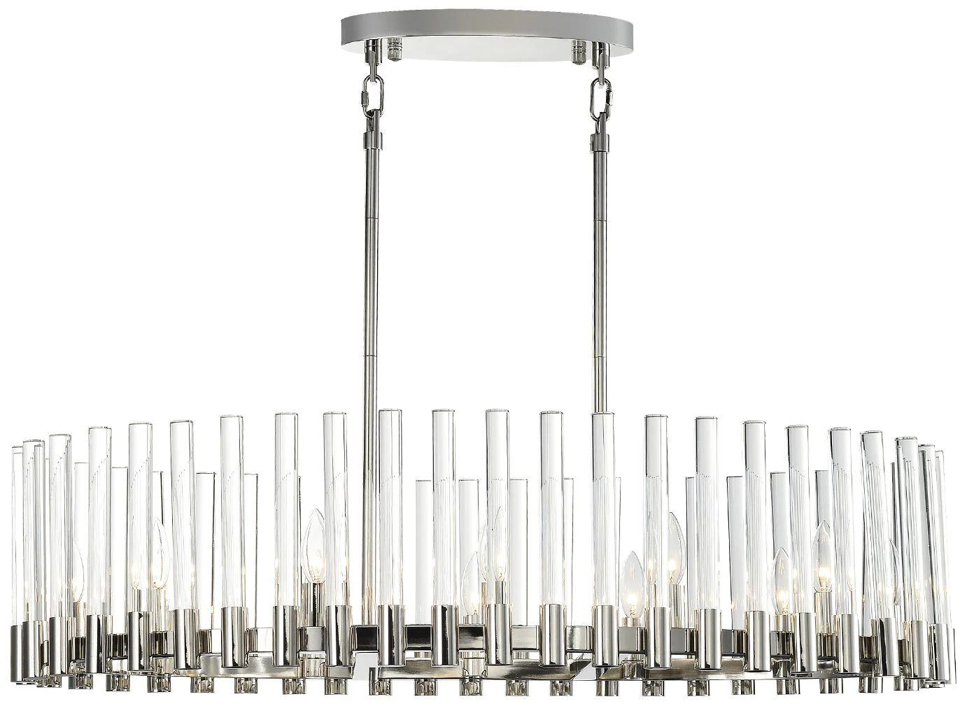 Julian 12-Light 40 Inch Oval Polished Nickel Linear Glass Chandelier - Image 1