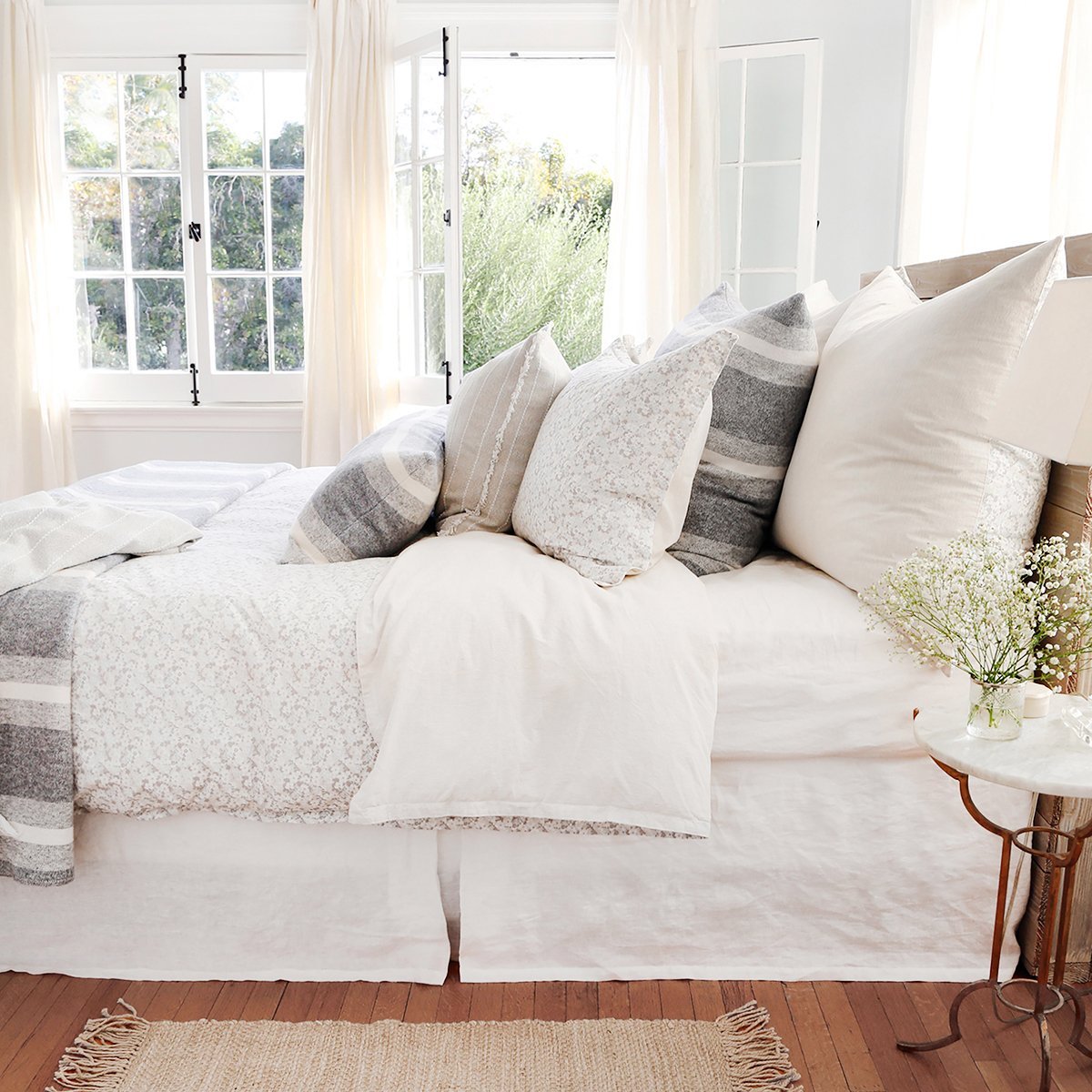 Pom Pom at Home Alpine Grey and Ivory Striped Blanket - Image 2