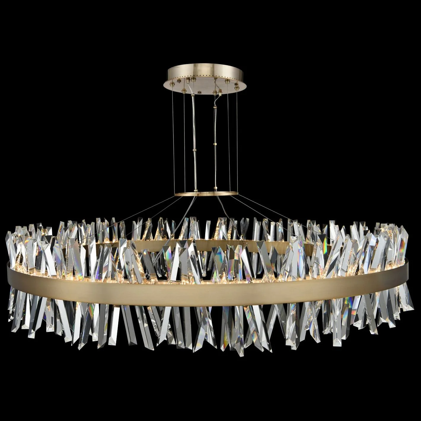 Kalco Glacier 60" Wide Champagne Gold LED Round Crystal Pendant - Image 1