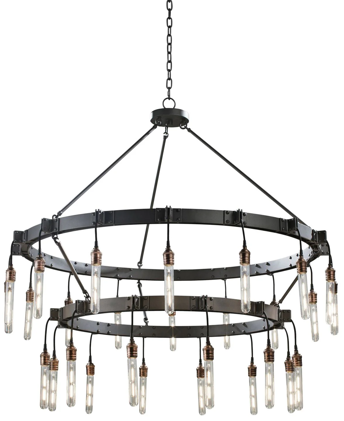 Stuyvesant 48" Matte Gun Metal 28-Light 2-Tier Ring Chandelier - Image 2