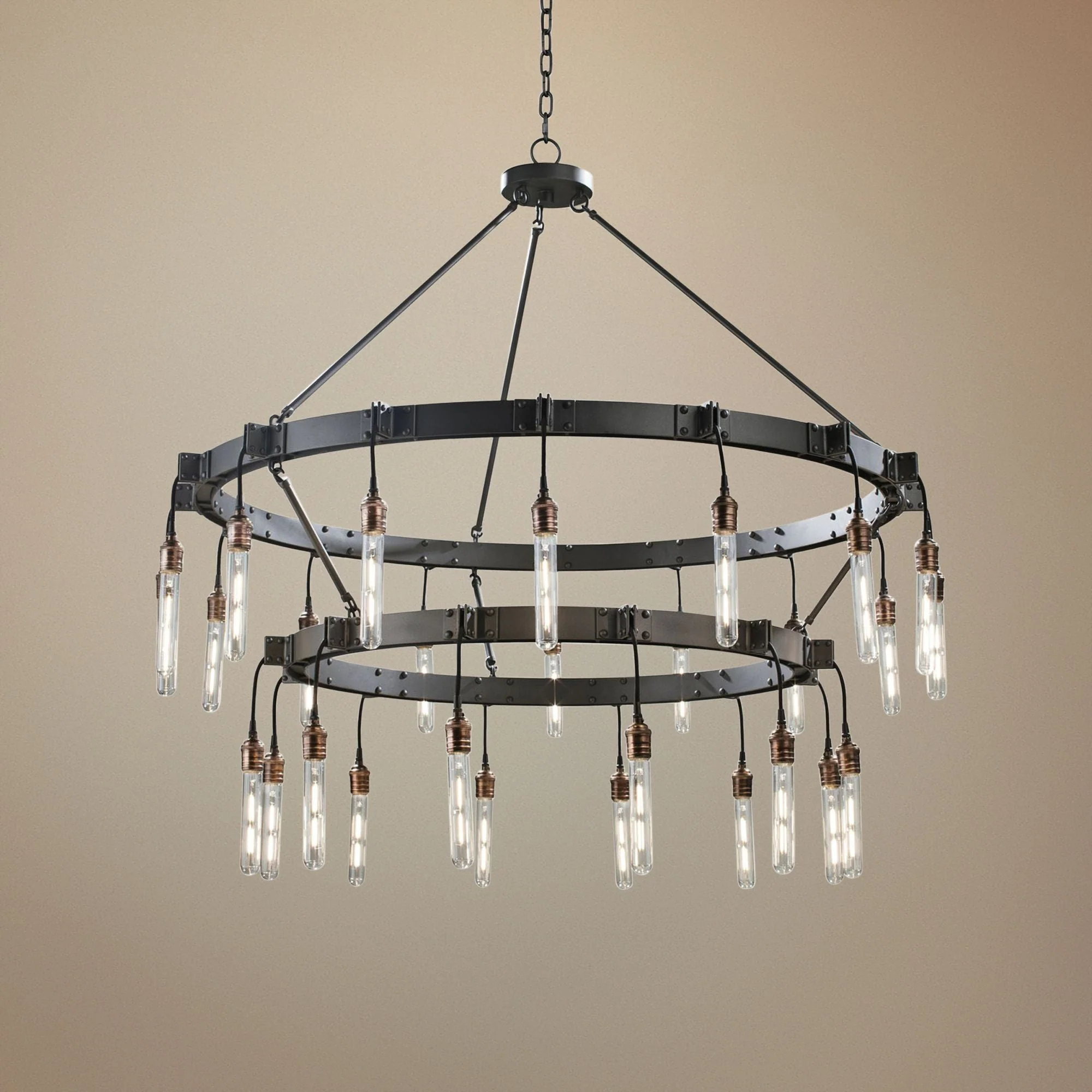 Stuyvesant 48" Matte Gun Metal 28-Light 2-Tier Ring Chandelier - Image 1