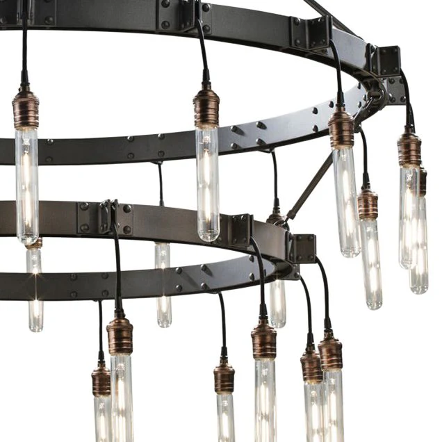 Stuyvesant 48" Matte Gun Metal 28-Light 2-Tier Ring Chandelier - Image 3