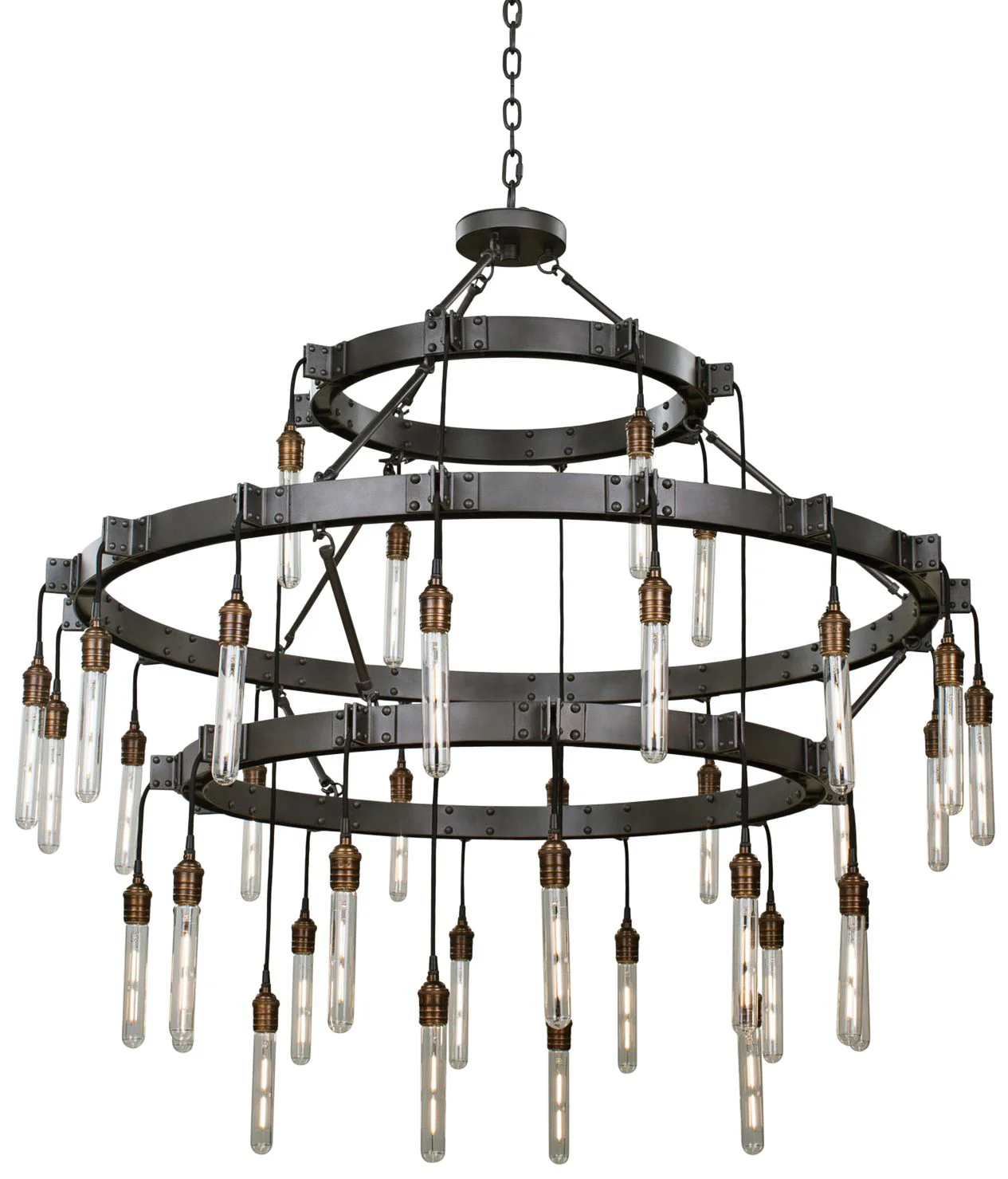 Stuyvesant 59" Matte Gun Metal 36-Light 3-Tier Ring Chandelier - Image 2