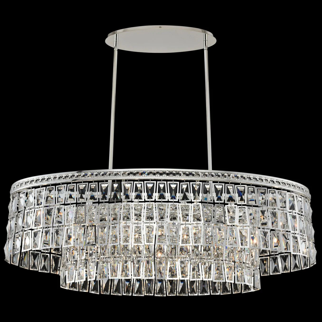 Kasturi 42"W Polished Silver Kitchen Island Light Pendant - Image 1