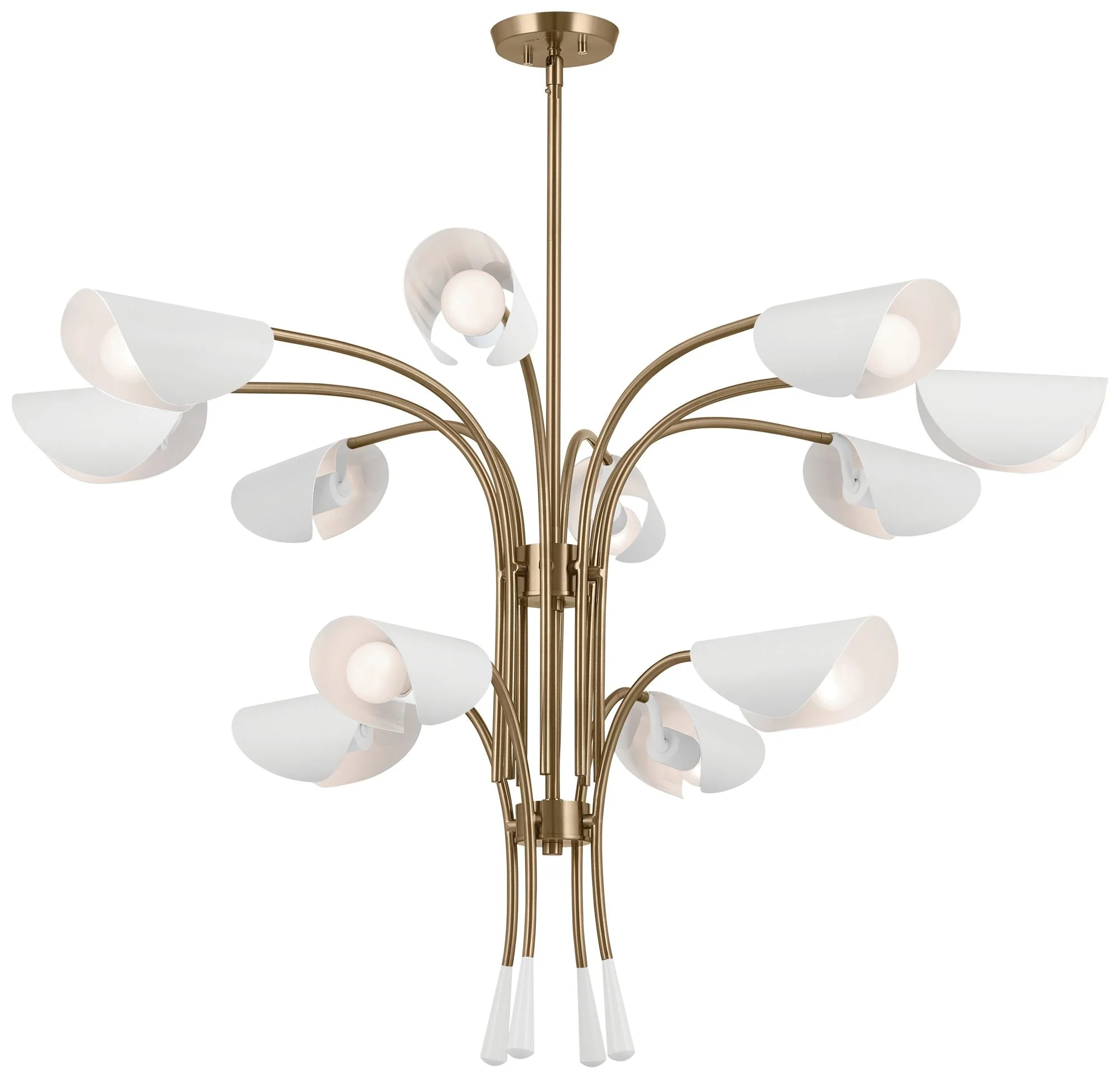 Arcus 46.25 Inch 12 Light Chandelier in Champagne Bronze with White - Image 1