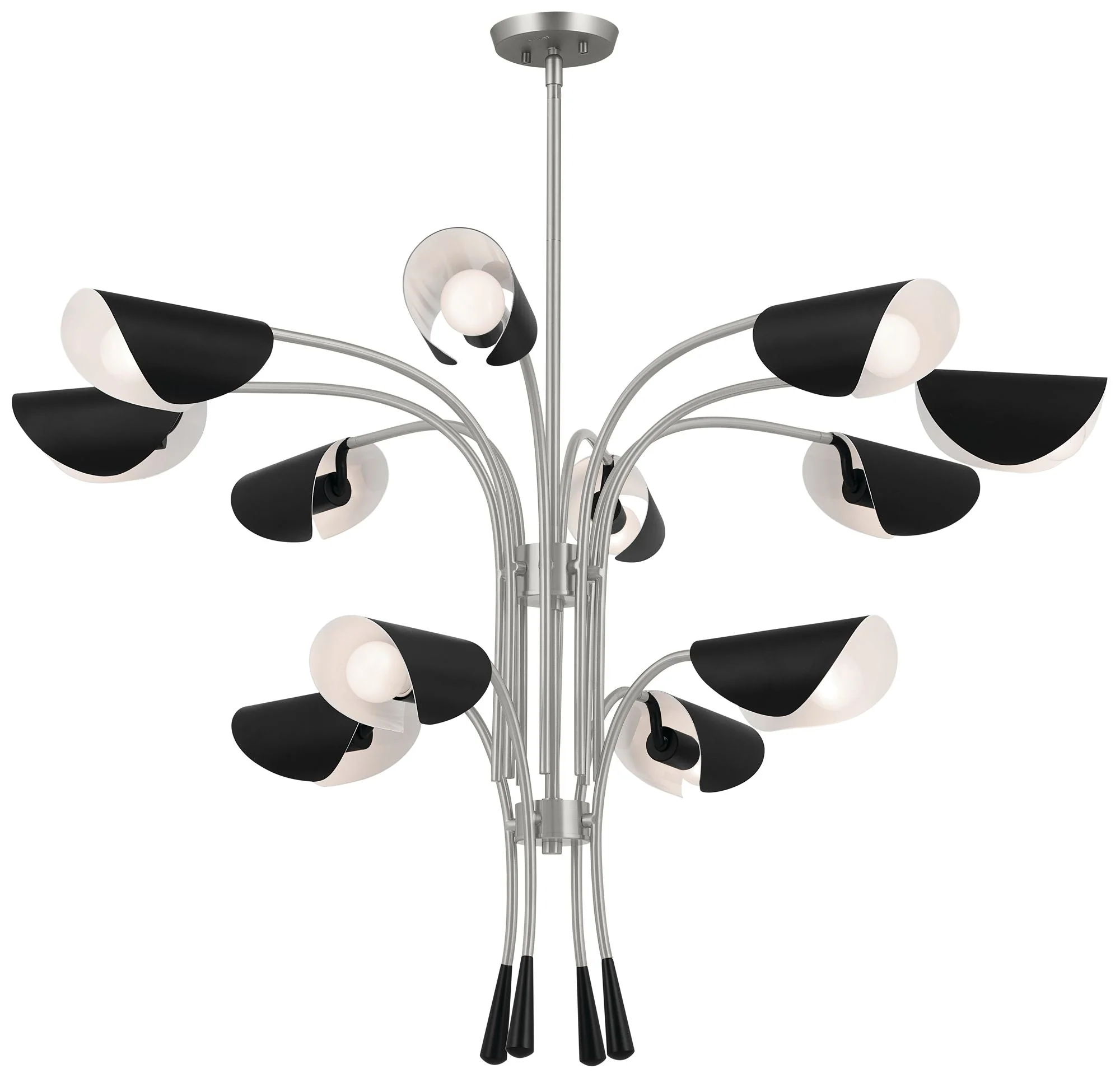 Arcus 46.25 Inch 12 Light Chandelier in Satin Nickel with Black - Image 1