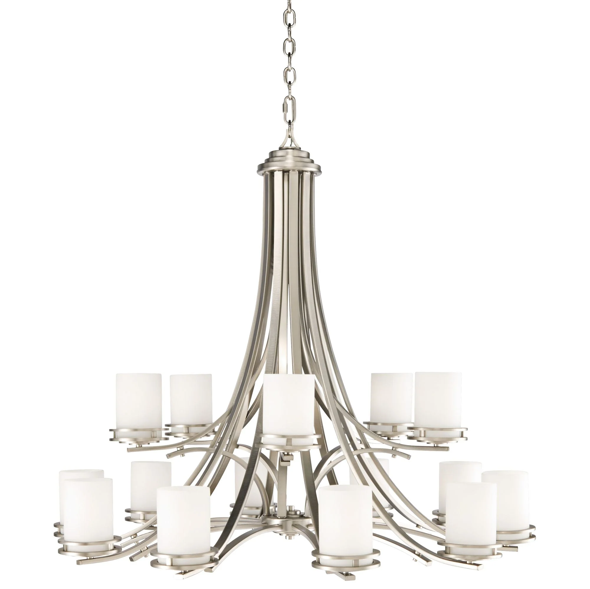 Hendrik 42 1/4" Wide Brushed Nickel 2-Tier 15-Light Chandelier - Image 1