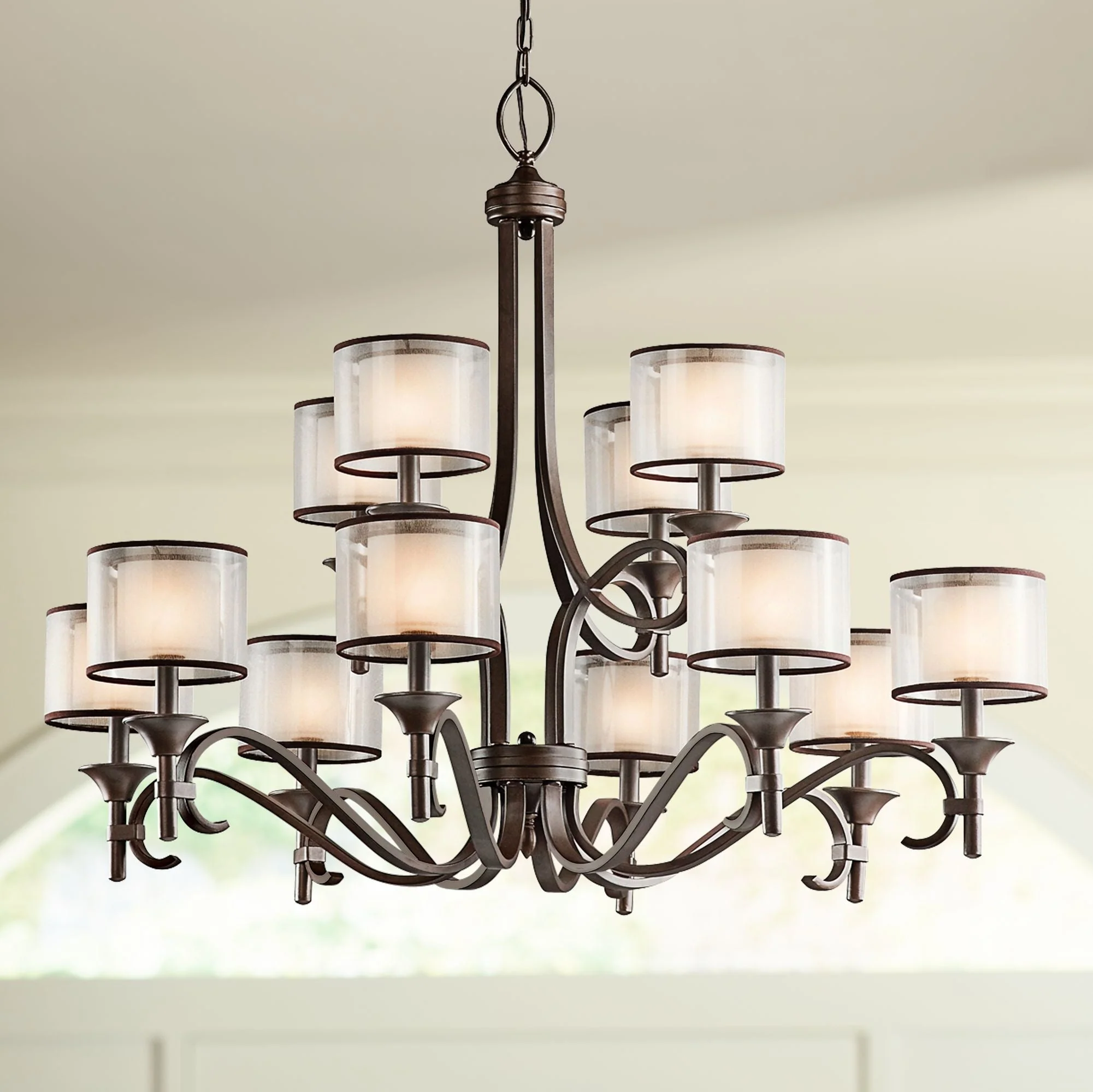 Lacey 42" Wide Mission Bronze Chandelier - Image 1